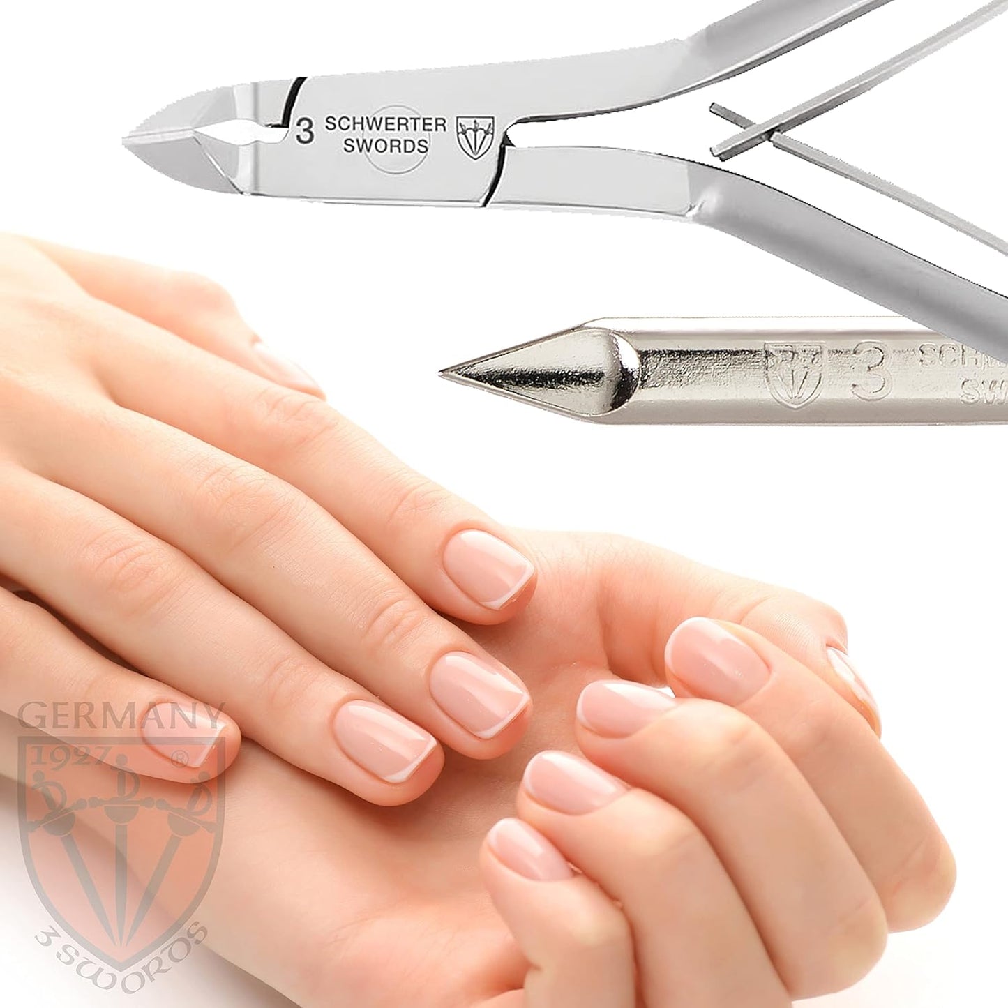 3 Swords Germany – brand quality stainless CUTICLE SKIN NIPPERS - REMOVER - CUTTER manicure pedicure grooming for professional fingernail & toenail care by 3 Swords