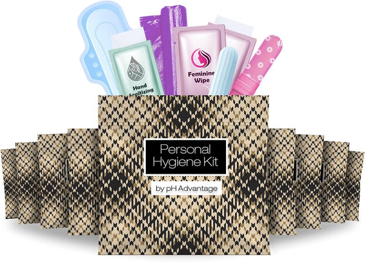 Light Leather Style Menstrual Kit All-in-One 10 Pack | Convenience on The Go | Period Kit Pack for Travelling, Tweens & Teenagers or just When You’re Out | Individually Wrapped Feminine Hygiene