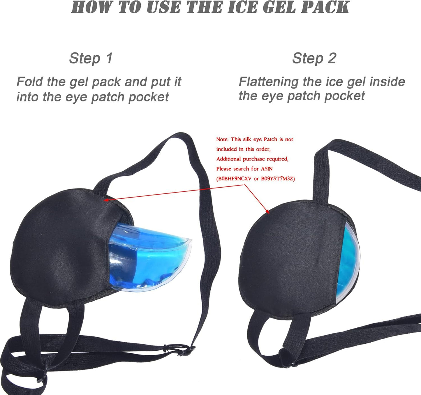 Ice Eye Patches for Puffy Eyes, Cooling Medical Eye Patch Pad Gel Pack Cover Eyepatch Cold Hot Therapy Eye Bags Dark Circles After Surgery Adult Kid (2PCS)