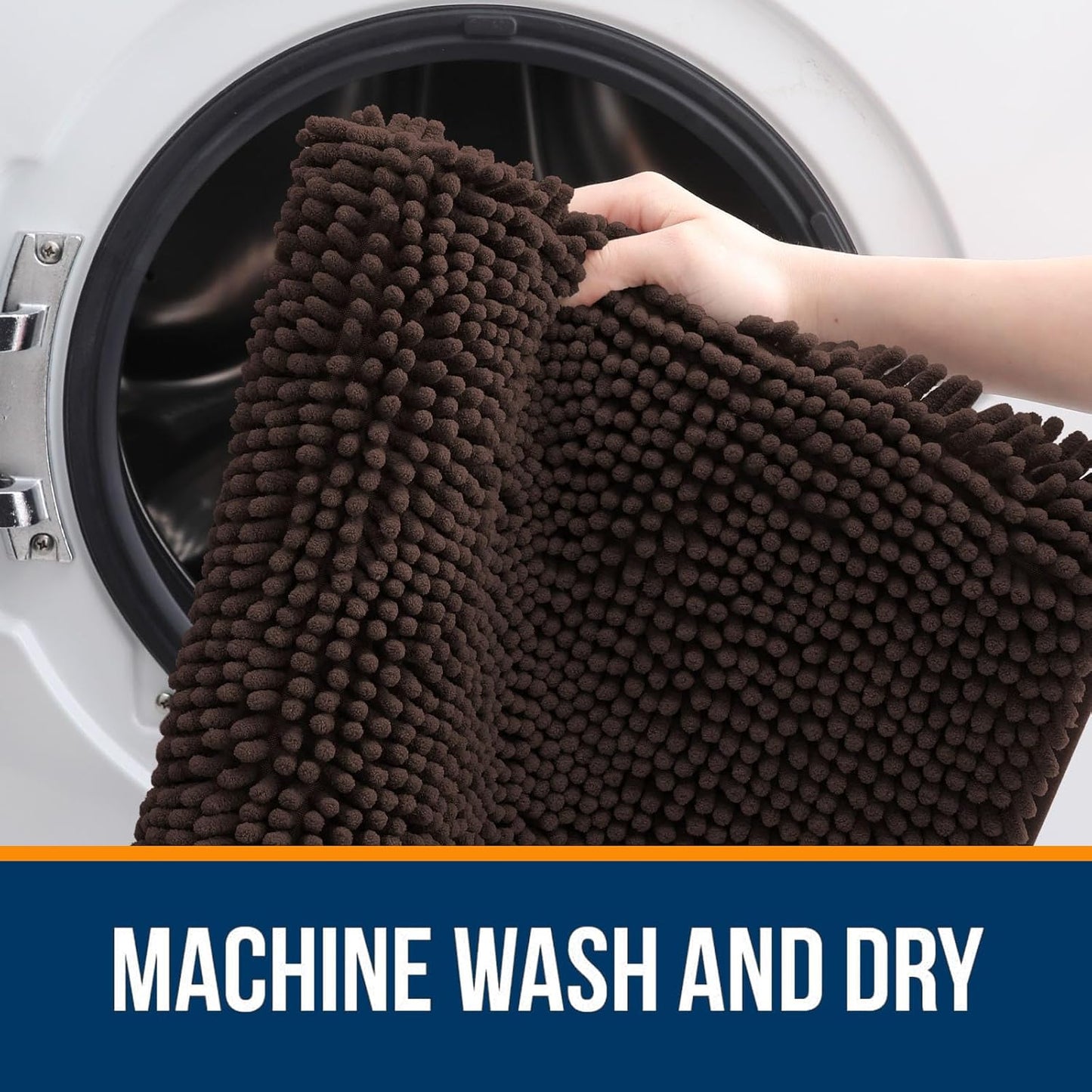 OLANLY Bathroom Rugs 30x20, Extra Soft Absorbent Chenille Bath Rugs, Rubber Backing Quick Dry, Machine Washable Bath Mats for Bathroom Floor, Tub and Shower, Home Decor Accessories, Brown