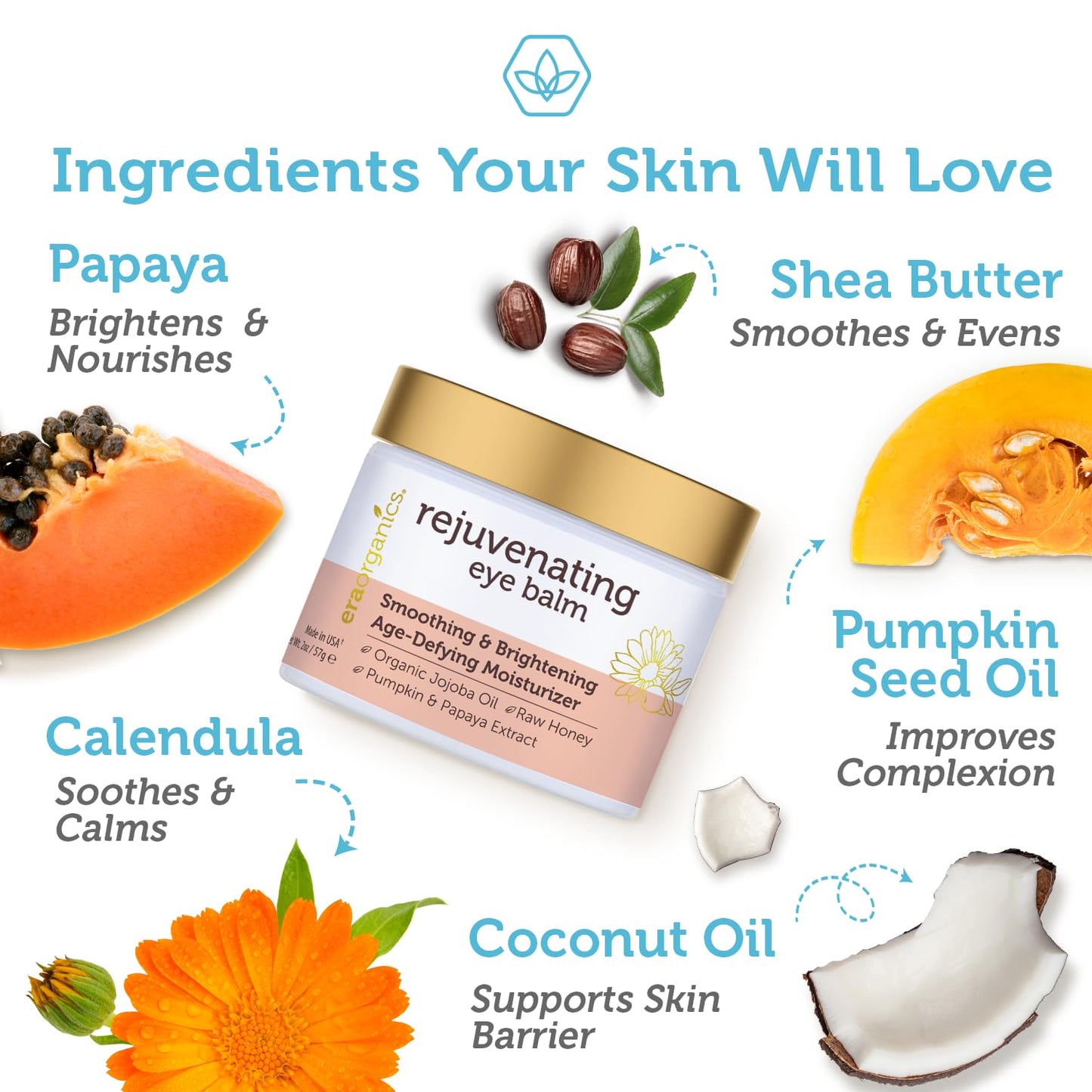 USDA Organic Eye Moisturizer Cream - Rejuvenating and Nourishing Age Defying Balm - Natural Ingredients for Sensitive Skin with Jojoba Oil, Argan Oil for Puffiness, Fine Lines Plus More