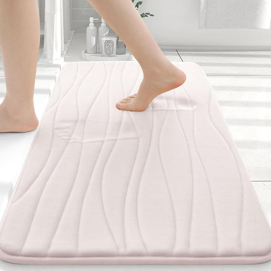 Buganda Memory Foam Bathroom Rug Mat 30x20, Extra Soft and Absorbent Bath Mats, Non-Slip and Machine Washable Bath Rugs for Bathroom Floor,Tub and Shower, Light Pink