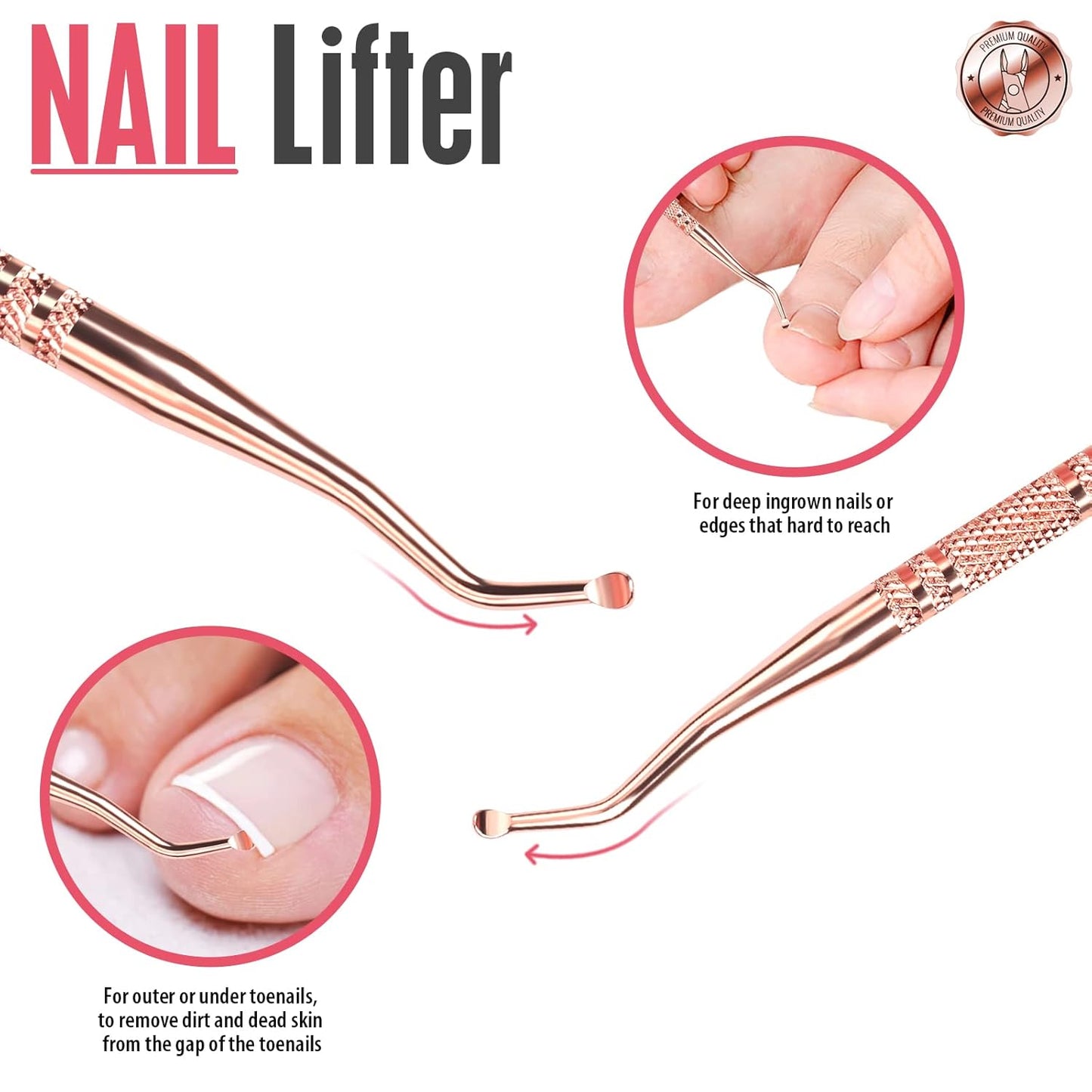 FANDAMEI Nail Care Kit, Nail Cuticle Nippers, Ingrown Toenail Tools Kit, Nail Lifter, Toenail File and Lifters Stainless Steel, Nail Cuticle Pushers, Professional Manicure and Pedicure Set, 4 PCS