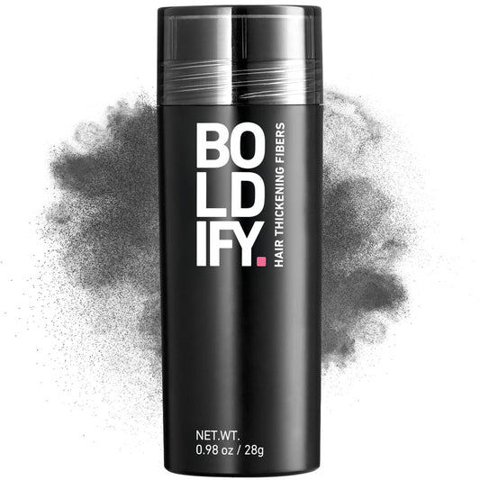 BOLDIFY Hair Fibers (28g) - Fill In Thinning and Fine Hair for an Instantly Fuller, Thicker Look - 14 Shades for Women & Men - Dark Gray