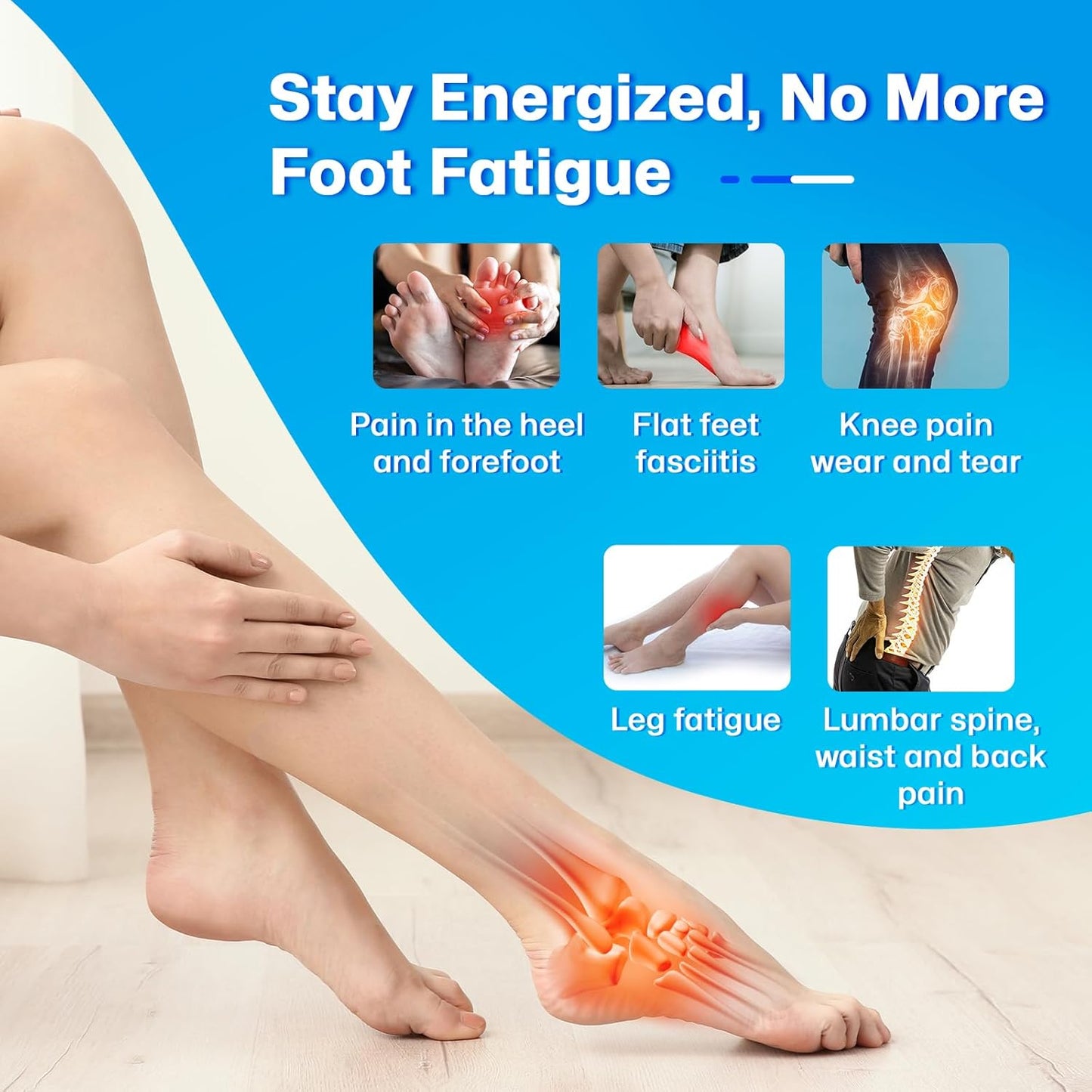 Supercritical Foaming Arch Support Inserts for Men Women, Lightweight Running Sport Insoles, Shock Absorption Athletic Inserts, Plantar Fasciitis Insoles, Relief Flat Feet, Standing All Day - M