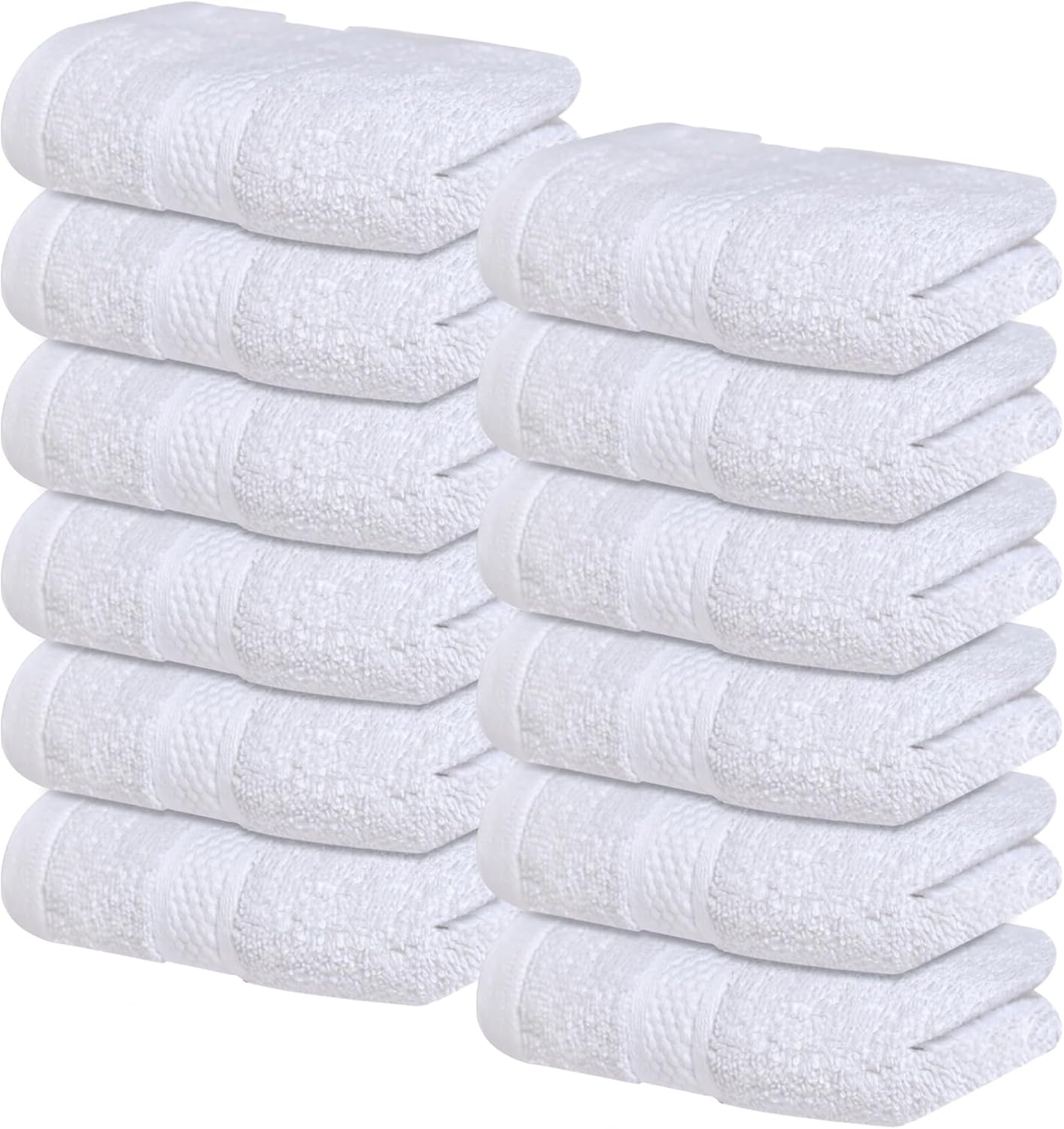 Infinitee Xclusives Luxury Wash Cloths for Showering [13x13] – 100% Cotton Washcloths [Pack of 12], Soft and Absorbent Face Towels for Bathroom Wash Clothes, Gym, and Spa (Brilliant White)