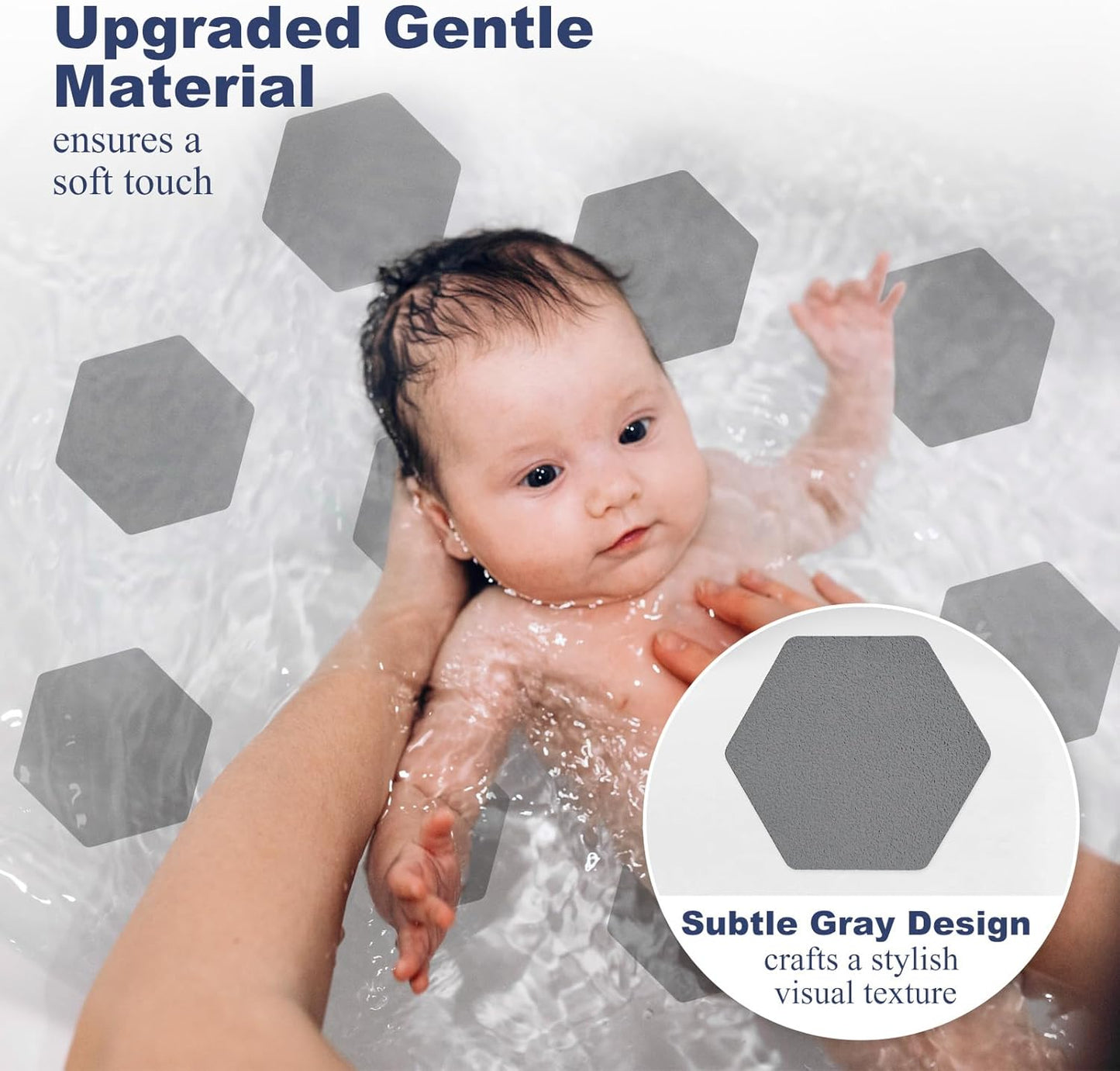 28 PCS Shower Floor Non Slip Stickers with Strong Adhesive, Invisible & Durable Anti Slip Shower Stickers with Scraper for Bath Tub, Pools and Stairs(Grey,Hexagon)