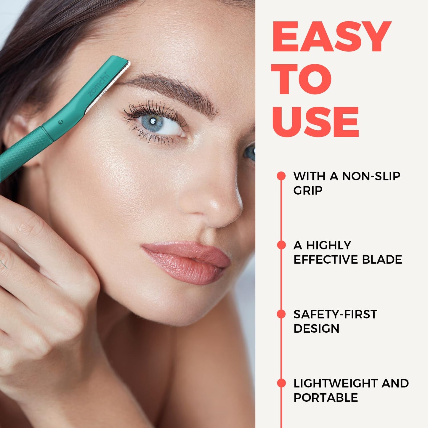 ZOMCHI Eyebrow Razor, Face Razors for Women&Men, Eyebrow Trimmer Shaper with Precision Cover, Facial Shaver with 6 Blades (Green)