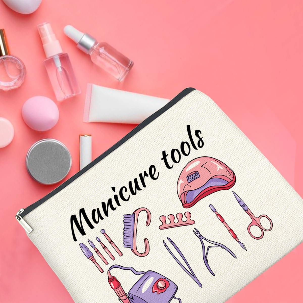 Manicurist Nail Tech Gifts Makeup Bag Gifts for Women Nail Technician Artist Cosmetic Bag Manicure Tools Zipper Makeup Pouch