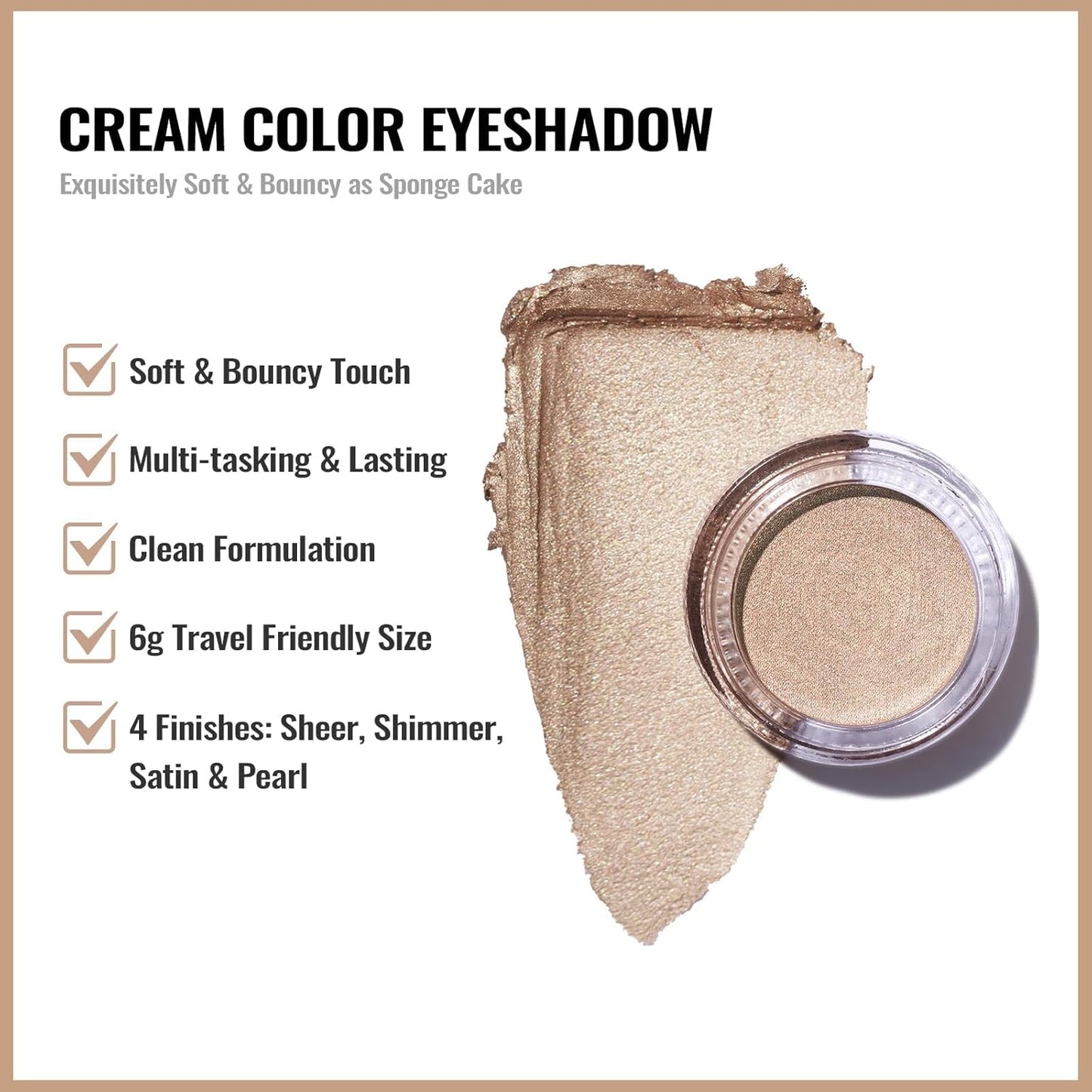 Oulac Shimmer Cream Eyeshadow also for Highlighter Blendable Eye Shadow Waterproof&Long Lasting with Moisturizing Formula Soft Shimmer Eye Make-up,Vegan & Cruelty-Free,6g 23