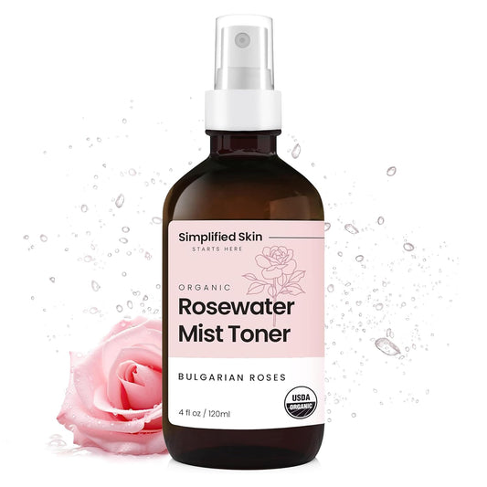 Rose Water Spray for Face & Hair – Pure USDA Organic Rosewater Toner – Refreshing Mist for Skin Care, Makeup & Locs – Natural Rose Scent, 4 Oz