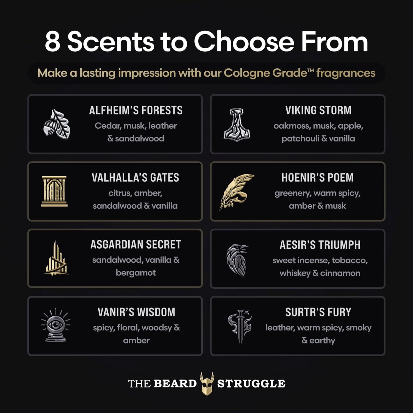 The Complete Beard Growth Kit by Beard Struggle - Mens Grooming Kit with Balm, Mask, Conditioner, Wash & Oils - Valhalla's Gates, Gold Collection