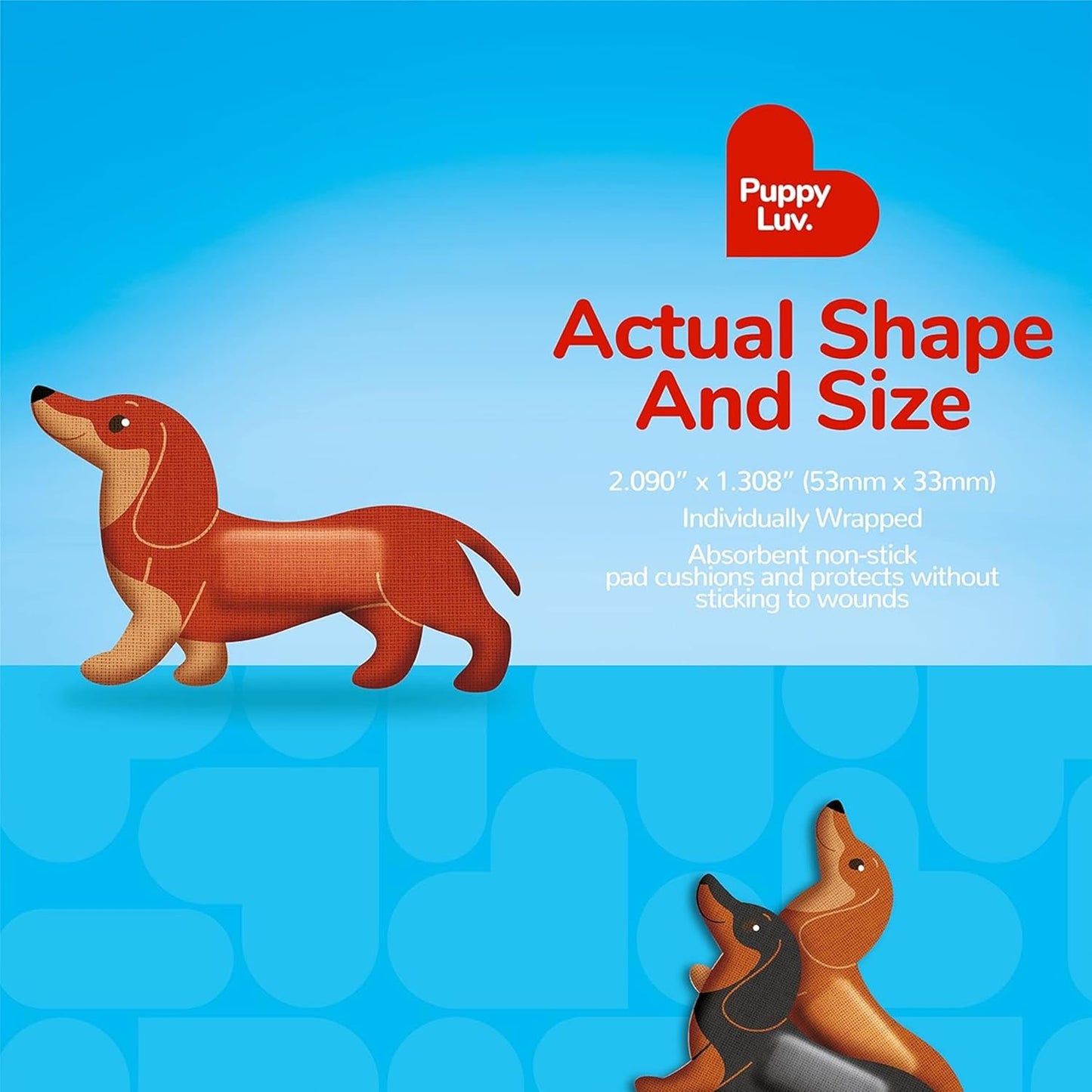 BioSwiss Kids Bandages, Weiner Dog Shaped Self Adhesive Bandage Set, Latex Free, Sterile Wound Care, 24 Count