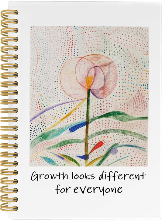 Mental Health Motivational Journal Notebook, Inspirational School Office Supplies for Students Coworker, Growth Looks Different for Everyone Hardcover Spiral Notebook 5.5x8.3 Inch