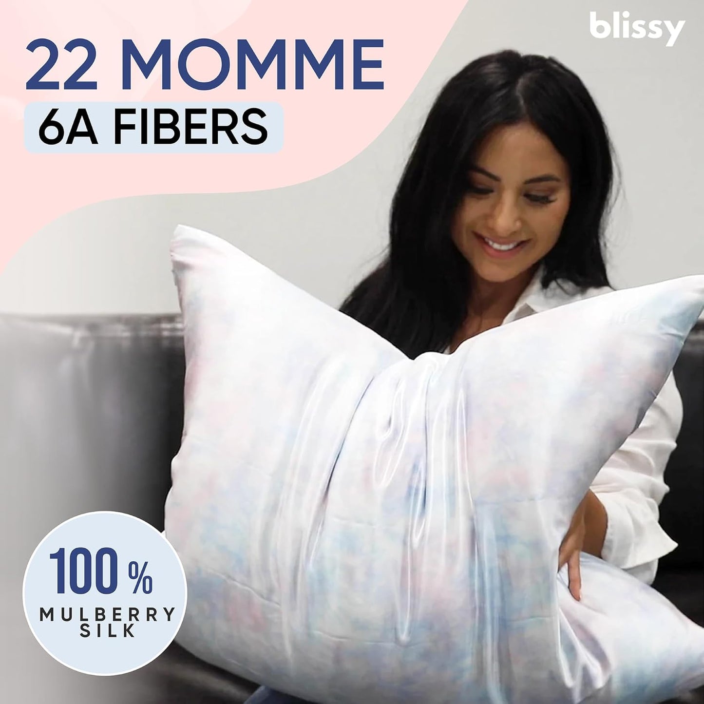 Blissy Silk Pillowcase - 100% Pure Mulberry Silk - 22 Momme 6A High-Grade Fibers - Silk Pillow Cover for Hair & Skin - Regular, Queen & King (Tie Dye, Queen)