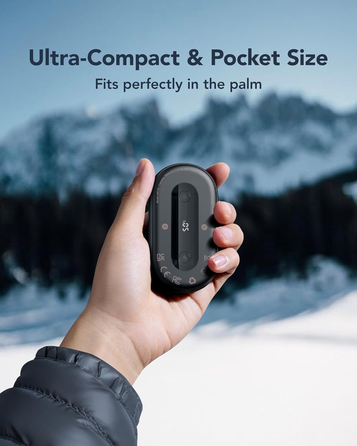 Hand Warmers Rechargeable 2 Pack, Magnetic Alloy Handwarmer 7000 mAh Reusable, Instant Heating UP to 131°F, 15 Hours Long Lasting Palm Pocket Heater, Gifts Packing for Christmas,Hunting,Camping,Golf