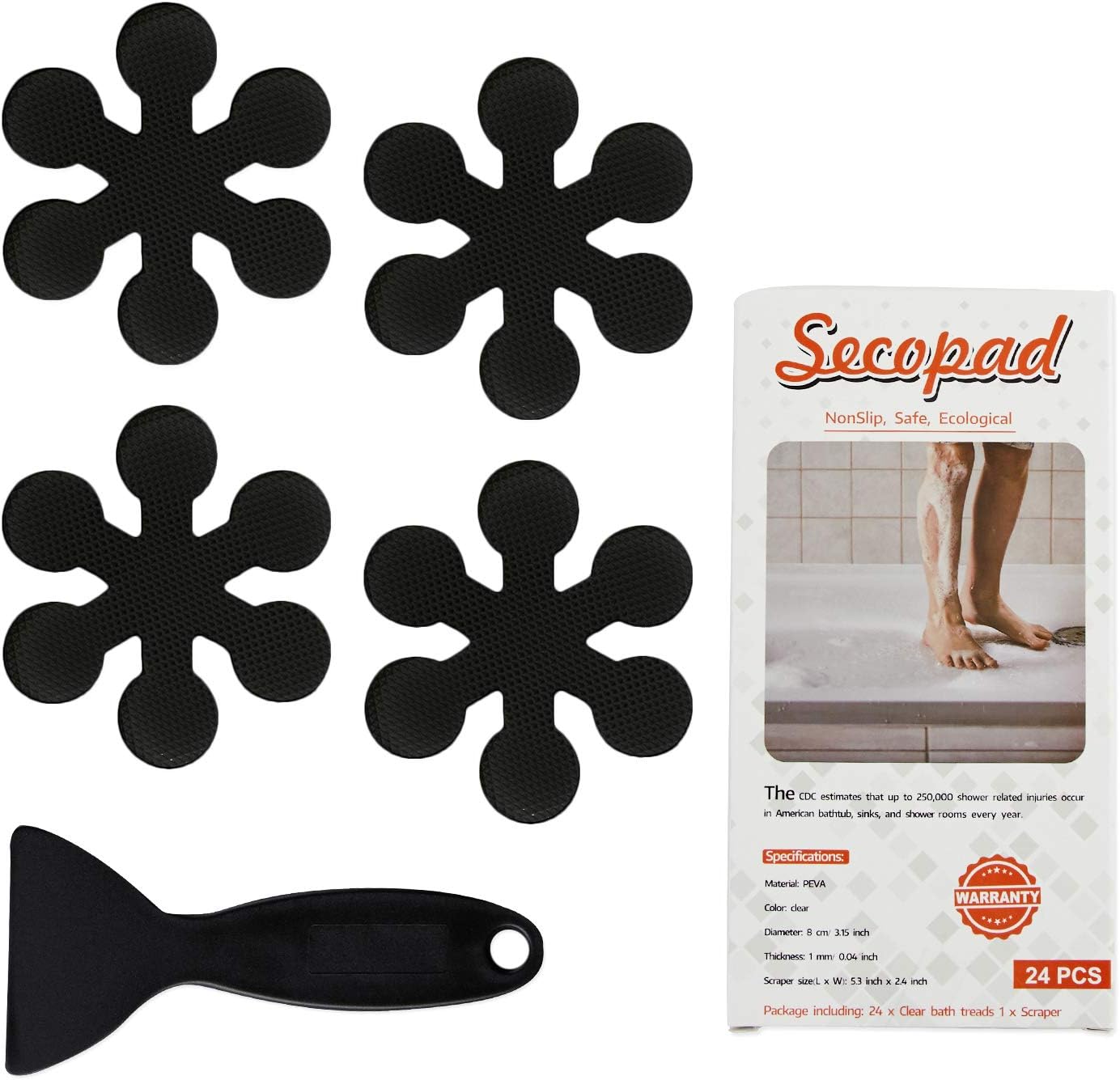 Bathtub Stickers Non-Slip, Safety Shower Treads Adhesive Appliques with Premium Scraper