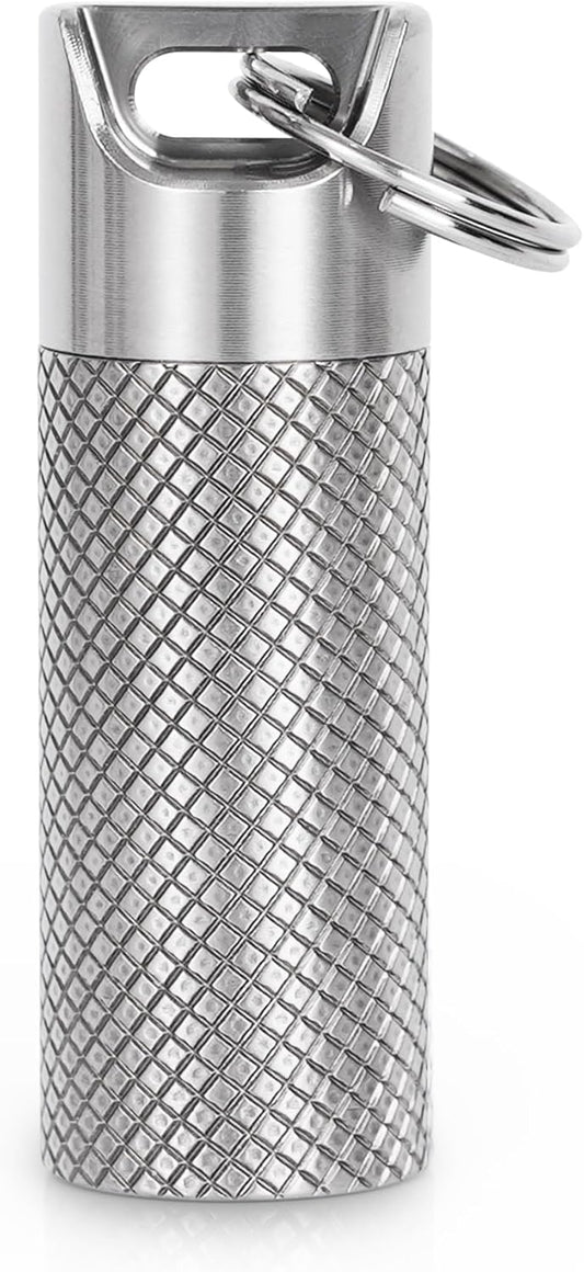 100% Waterproof Titanium Pill Box Keychain - TSA Approved, Strong and Heat Resistant, Travel Friendly | Fashion Necklace Design, Ultra Light and Compact with Extra Sealing Ring