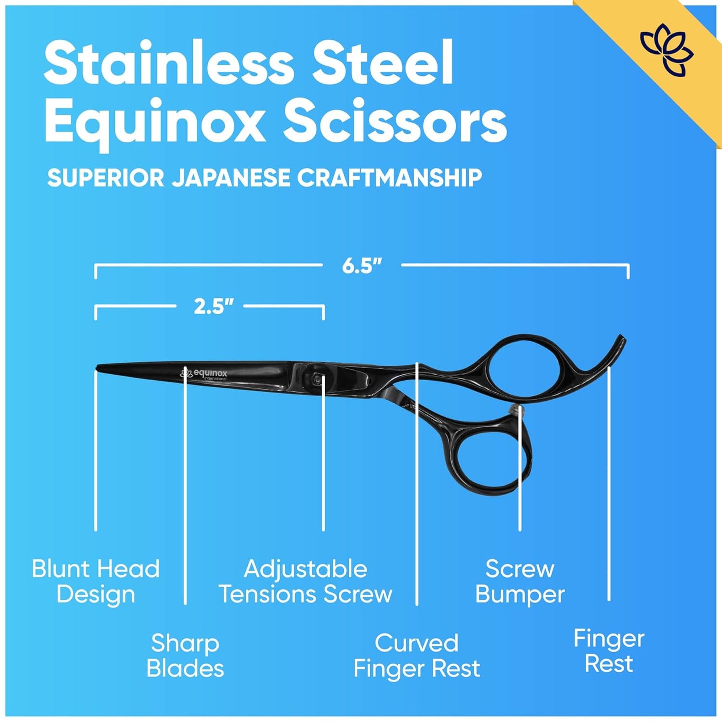 Equinox Razor Edge Series Professional Hair Scissors - 6.5� Premium Japanese Stainless Steel Hair Cutting Scissors, Hair Shears, Hair Razors for Hair Cutting, Barber Accessories & Hair Salon Supplies