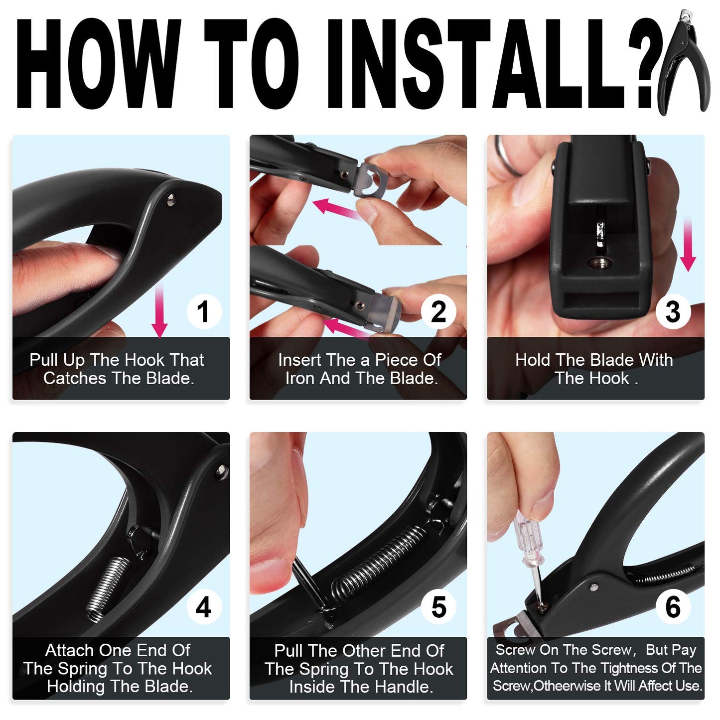 GA&EN Black Adjustable Artificial Acrylic Fake Nail False Nail Tip Clipper Cutter Trimmer Manicure Pedicure Sharp Blade Clip Tool For Salon Home Nail Art Beauty Design DIY