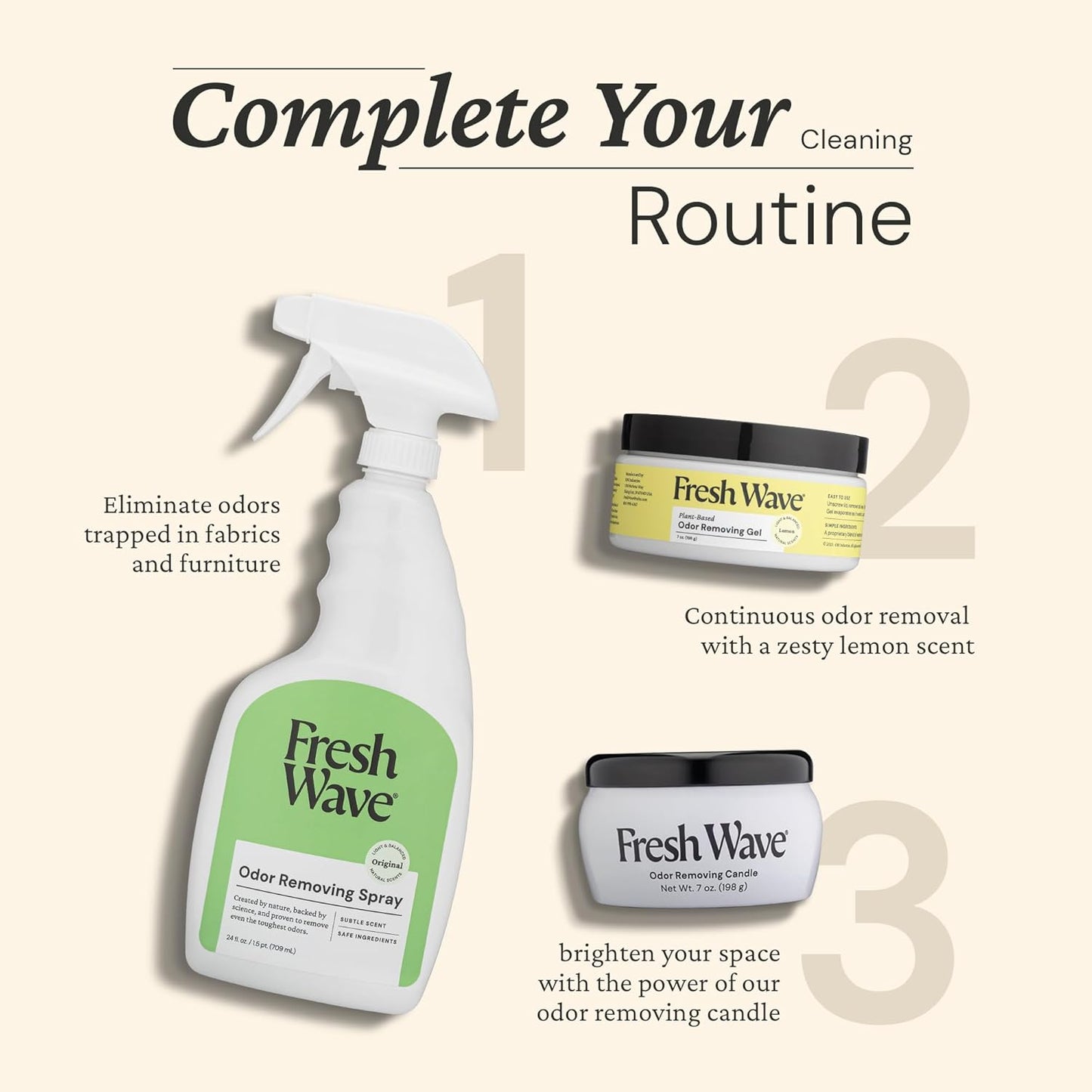 Fresh Wave Original Scent Odor Eliminator Spray & Air Freshener, 24 fl. oz. | Odor Absorber for Home, Furniture, Fabrics & Trash | Safer Odor Relief