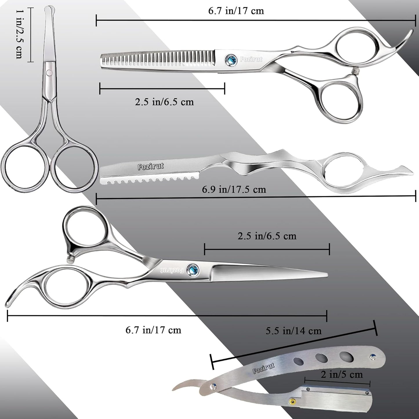 Barber Shears Hair Thinning Scissors Kit, Fozirut Tijeras De Peluqueria Profesional Blending Scissors Set, Hair Cutting Scissors Haircut Shears Wig Trimming Scissors for Haircutting, Barber Supplies