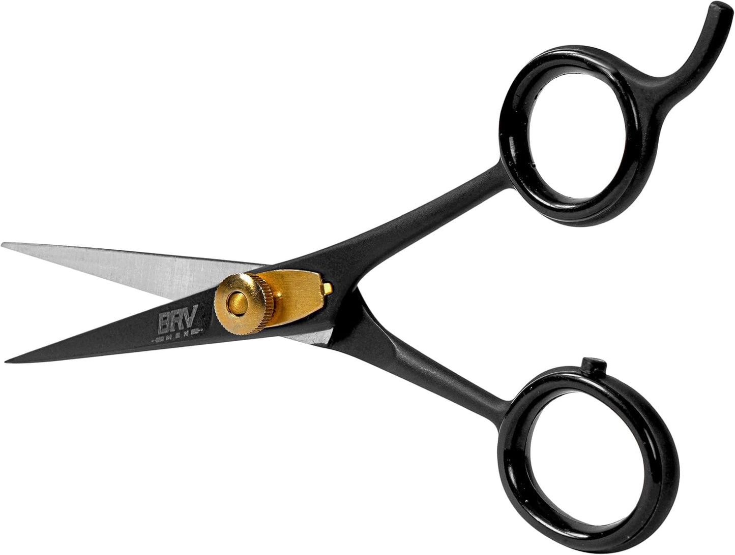 BRV MEN Razor Sharp Beard & Mustache Scissors - 5" - High Carbon Stainless Steel - Facial Hair Trimming Shears - RIGHT HANDED, Black