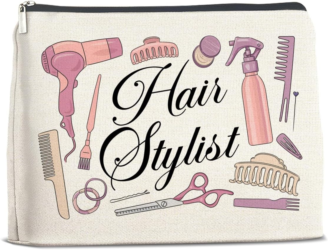 Hair Stylist Makeup Bag Hairstylist Gifts for Women, Gift for Hairdresser Hair Stylist Cosmetic Bag Zipper Makeup Pouch