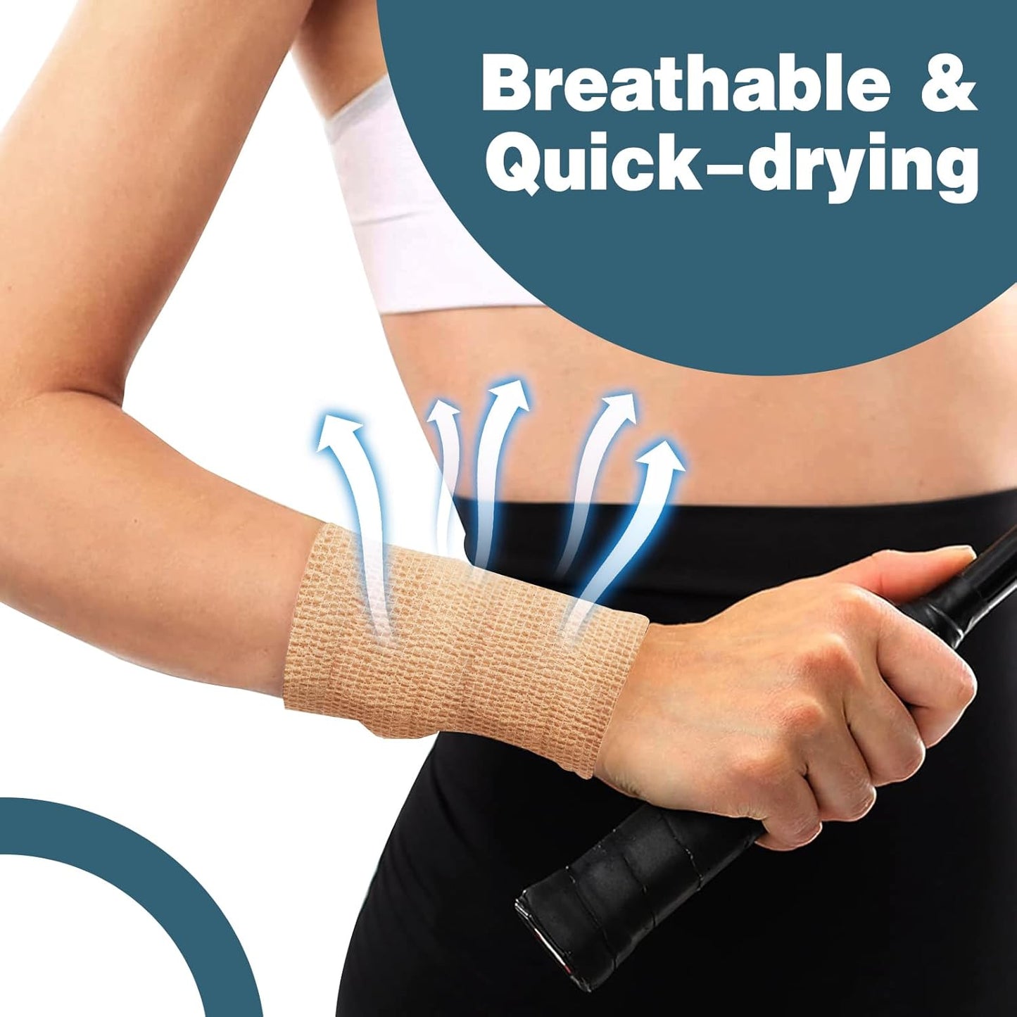 AZEN 40 Pack Self Adhesive Bandage Wrap, 2" X 5 Yards Elastic Cohesive Bandage Wrap, Skin Color Athletic Tape, Vet Wrap, Ankle Tape, Tattoo Grip Tape Wrap