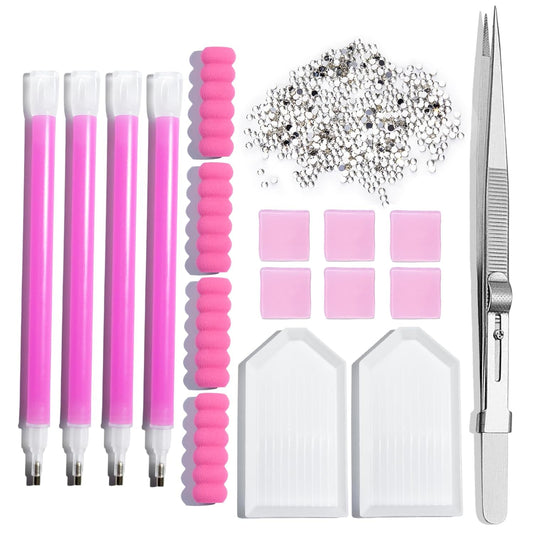 LIGHT RAIN Rhinestone Picker Tool - 4 Pcs Dual-head Ultra-lightweight Pen with 6 clay putty, and Precision Jewelry Tweezers Kit for Pick Up Nail Art Gems, Stone, Crystals