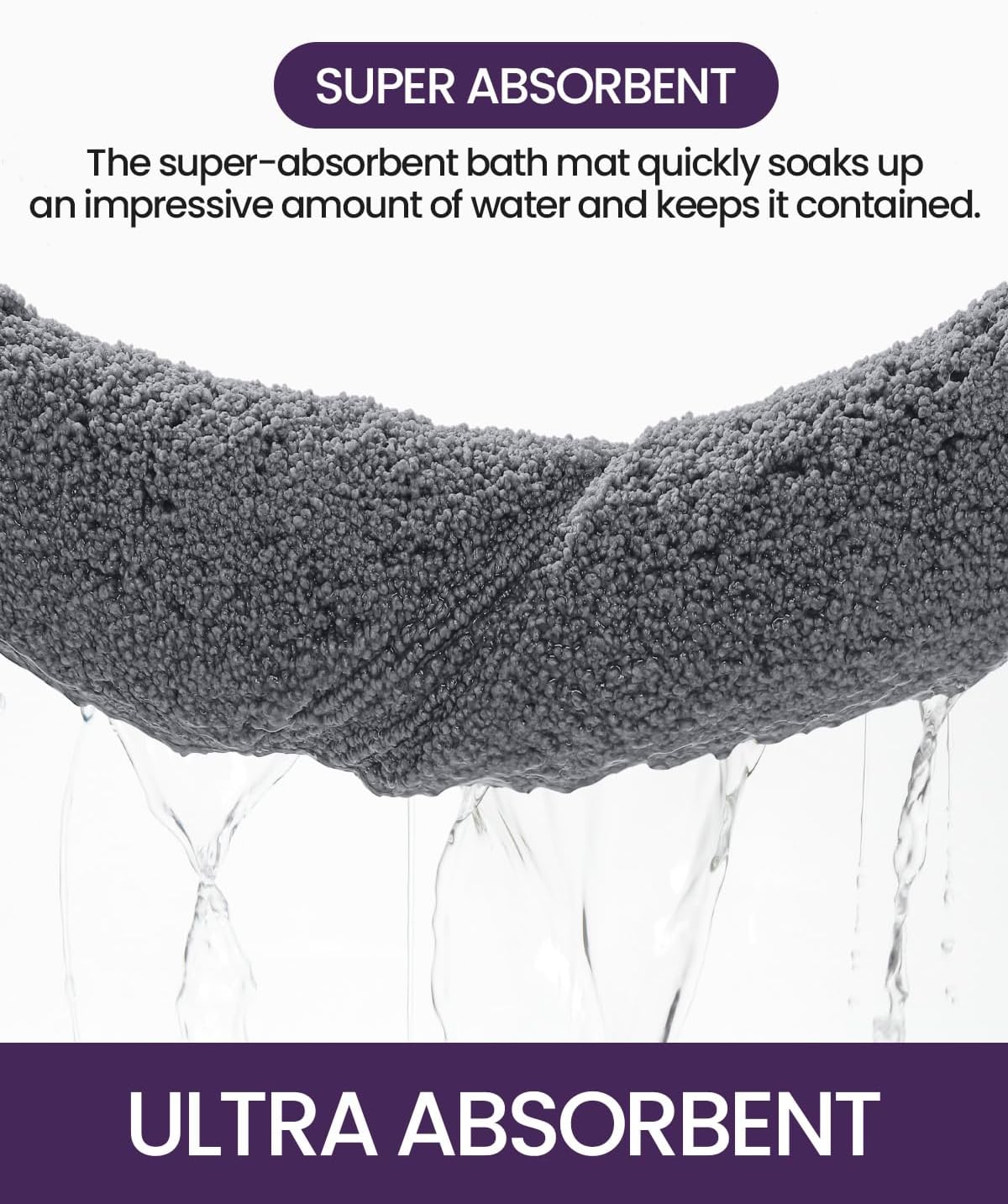 DEXI Bathroom Rugs 32x20, Washable Non Slip Bath Mat for Shower Floor, Absorbent Quick Dry Bathmat with Rubber Backing, Ultra Soft Plush Carpet for Tub, Grey