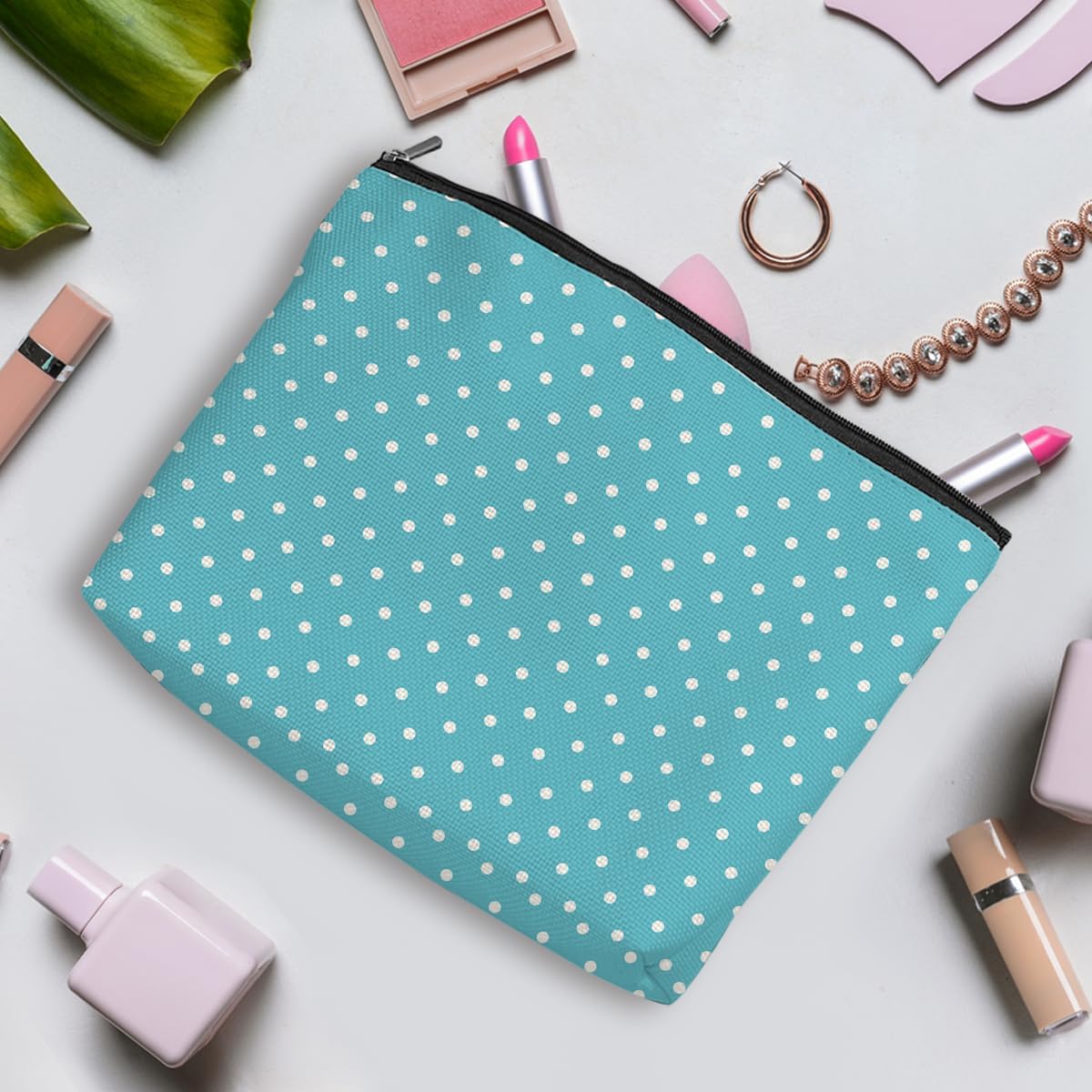 4pcs Colorful Polka Dot Makeup Bag, Cosmetic Bags for Women, Cute Travel Toiletry Bags Organizer with Zipper Make up Bag Appreciation Christmas Birthday Friendship Gifts for Team Girls Sister Bestie