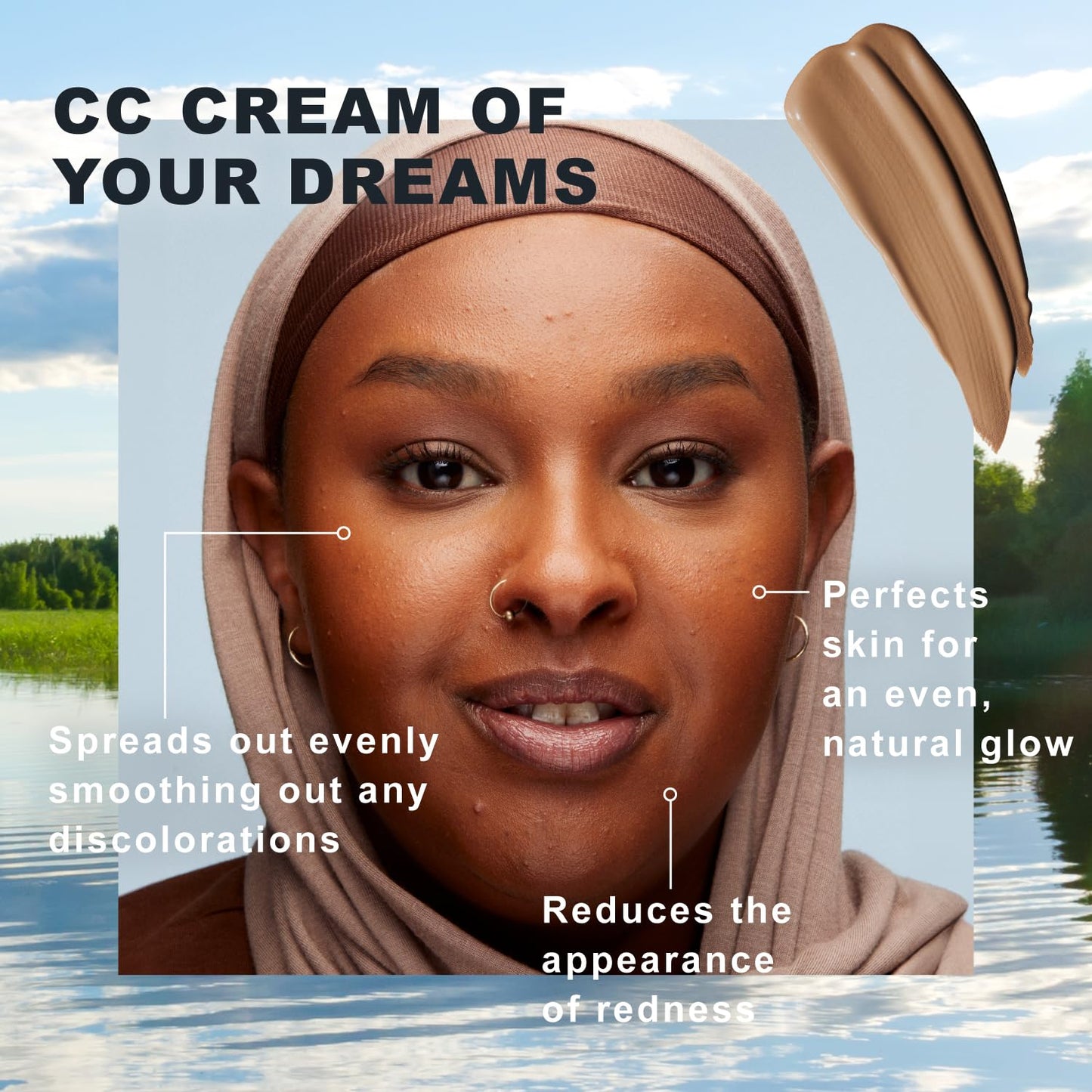 Lumene Color Correcting CC Cream - Lightweight Foundation - Medium Coverage - Redness Reducing Face Makeup for a Glowing Complexion - Vegan Formula + Suitable for All Skin Types - Deep (1 fl oz)