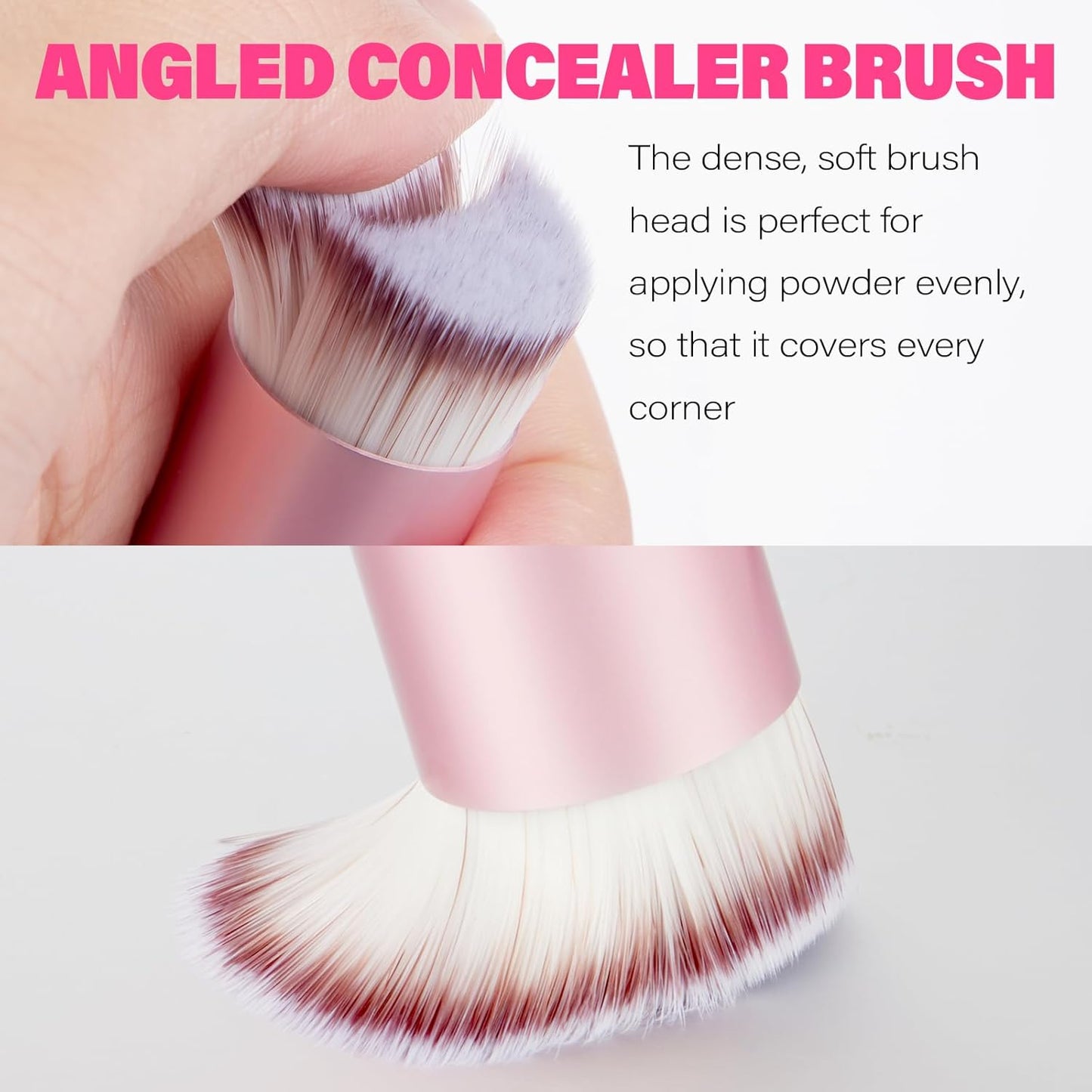 Dual-Ended Hair Makeup Brush - Precision Hairline Powder With Sponge Tip for Seamless Blending, Concealer, Root Touch Up, and Contour (Rose Pink, 3.5 Inch)