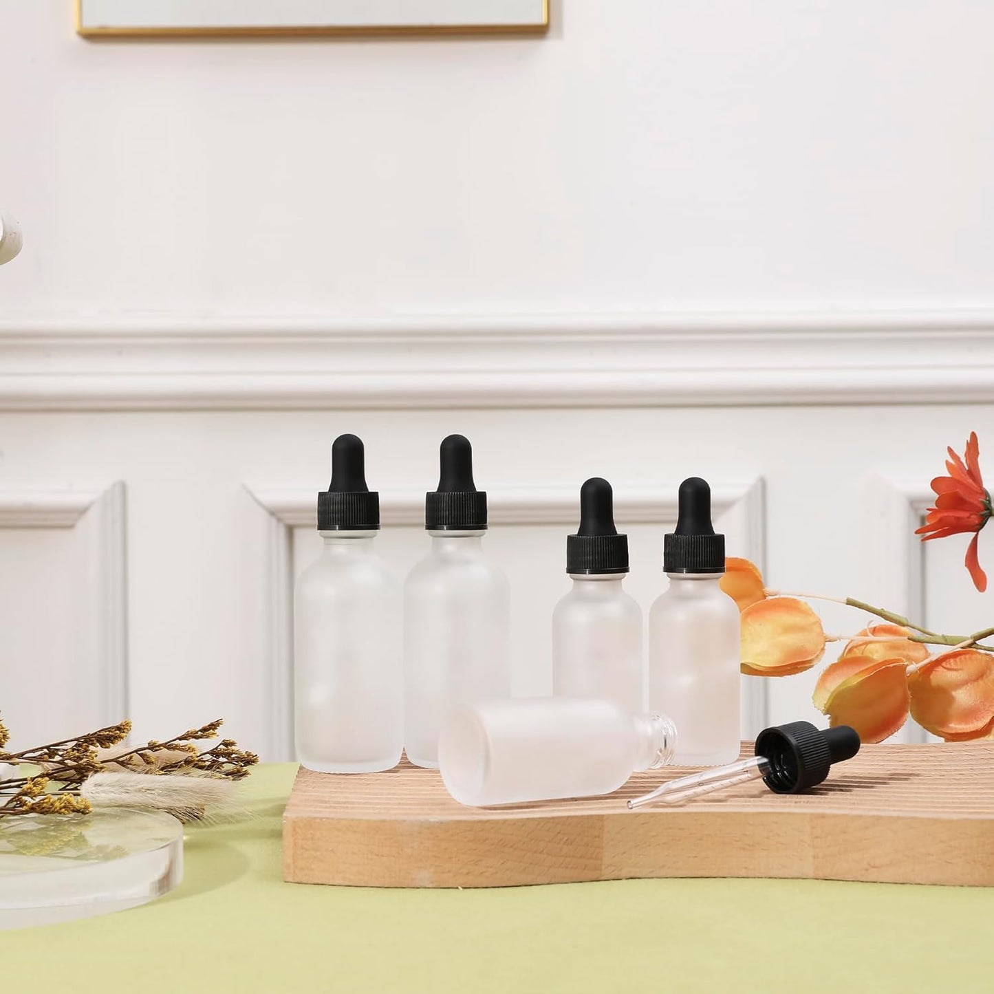 48 Pack,1oz Glass Dropper Bottle, Clear Frosted Tincture Bottles with Dropper, Pretty Finish for All Kinds of Liquids,Oil Bottles for Hair- Stronger Suction ideal for Leakproof Travel
