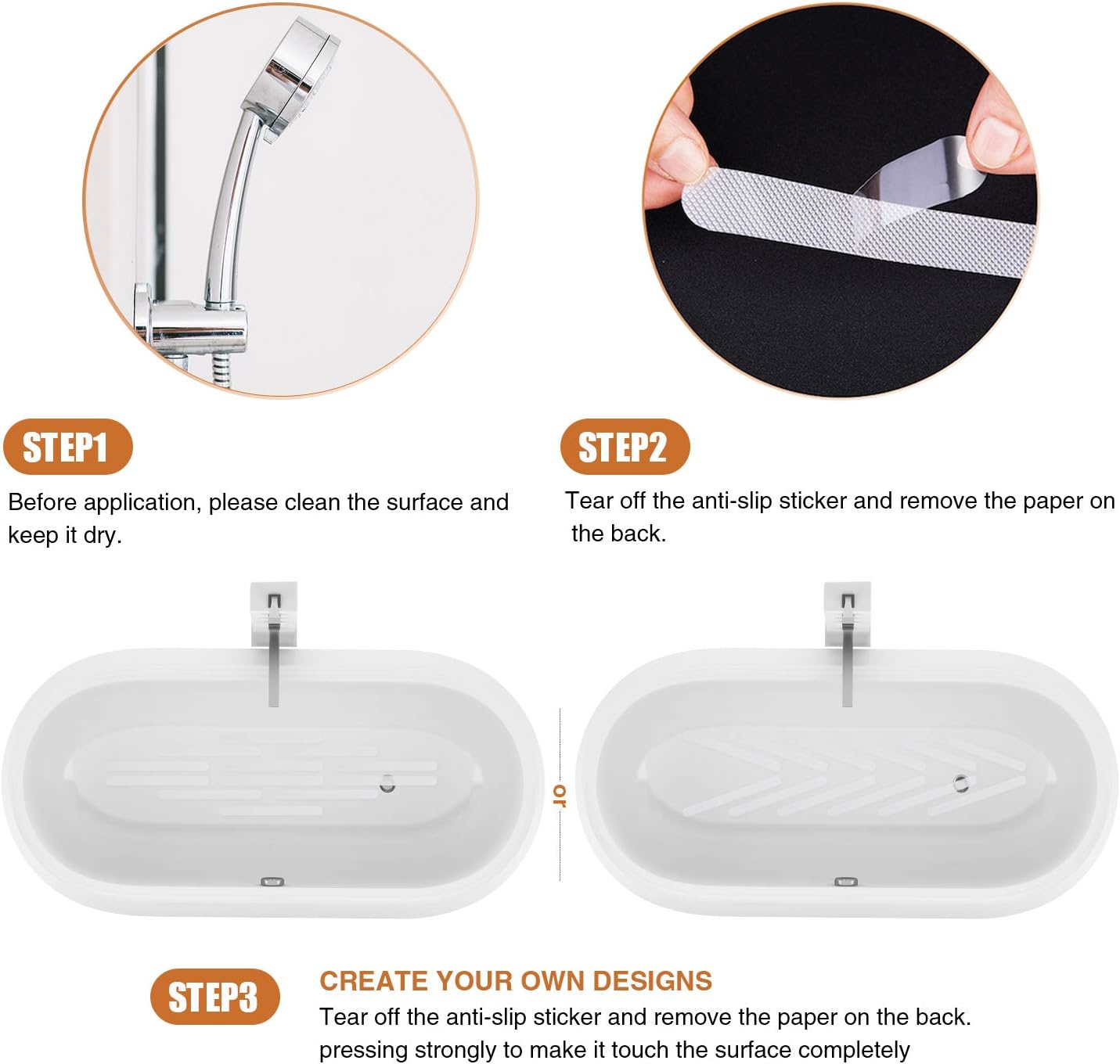 Original Anti Slip Shower Stickers, Safety Bathtub Strips Adhesive Decals with Premium Scraper for Bath Tub Shower Stairs Ladders Boats