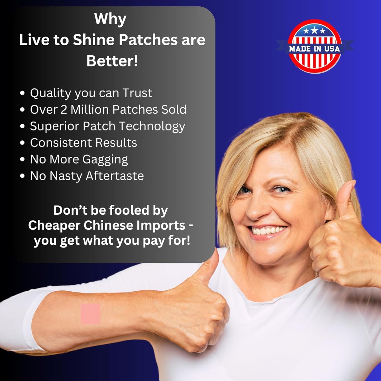 Live To Shine Melatonin Patches for Sleep - Plus GABA to Calm Busy Brains Fast - Perfect Combo for Men and Women - Slow Release - 30 Patches - USA Made