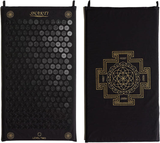 ShaktiMat Classic Acupressure Mat Level 2 Intensity in Shakti Black, Relieves Stress & Tension, Promotes Relaxation & Focus | Similar to Acupuncture, No Needles Required | FSA/HSA Eligible