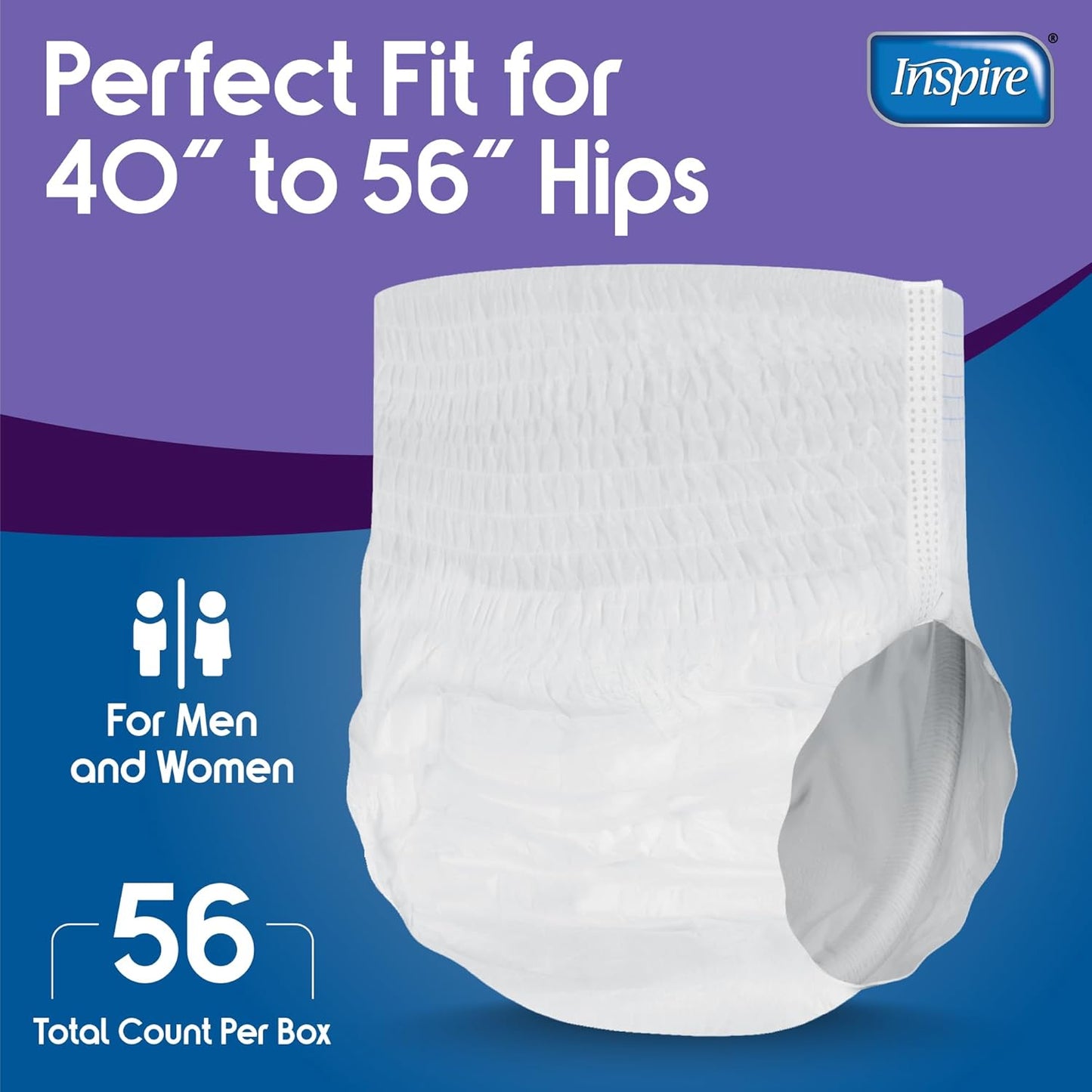 Inspire Protective Underwear for Men and Women Incontinence Underwear | Adult Diapers | Disposable Underwear for Adults | Adult Pull Ups - 4 Bags of 14 | 56 Total (Extra Large)