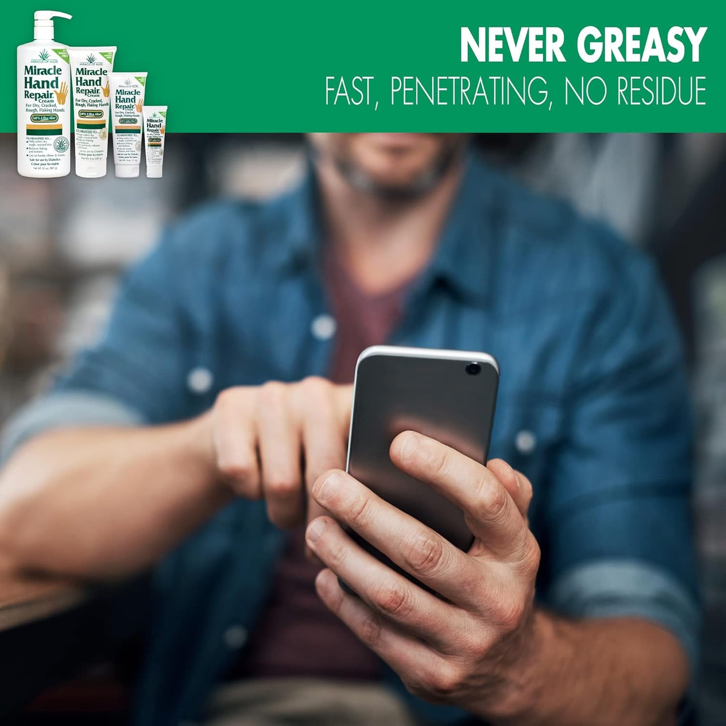 Miracle Hand Repair Cream for Dry Cracked Hands 32 oz Best Healing Hand Cream with 60% Aloe Vera - Non-Greasy Moisturizer for Working Hands - Fast Absorbing Lotion for Extremely Dry Skin