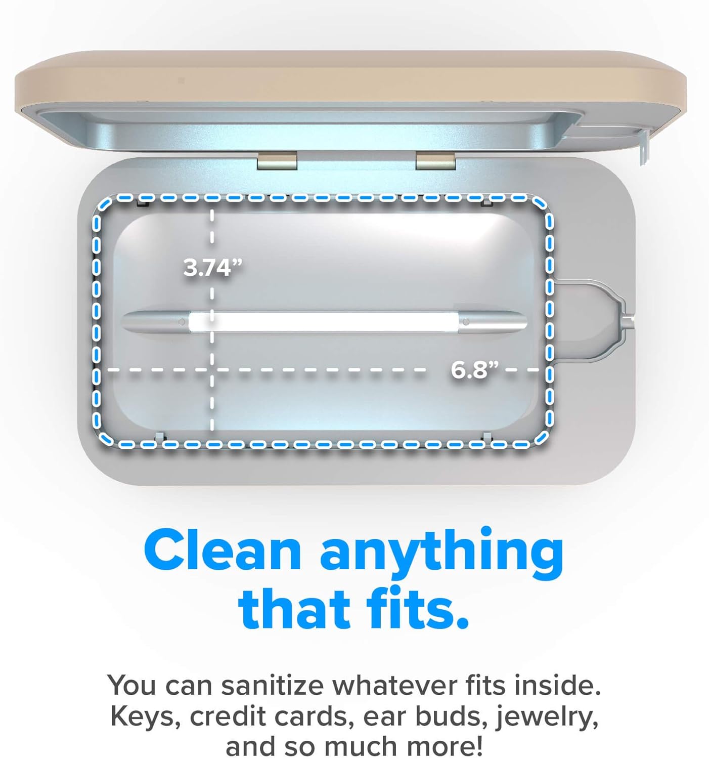 PhoneSoap 3 UV Cell Phone Sanitizer & Dual Universal Cell Phone Charger Box | Patented & Clinically Proven 360-Degree UV-C Light Sanitizer | Disinfects and Charges All Phones (Light Gold)