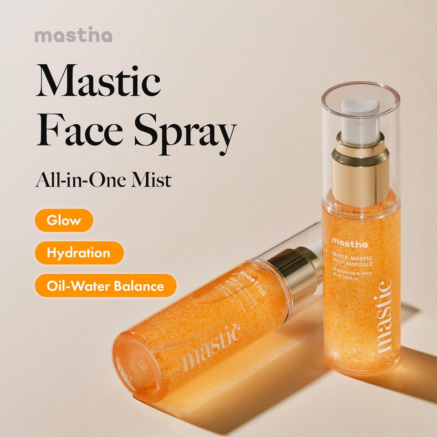 MASTINA Mastic Face Spray (1.69fl oz) Facial Mist for Natural Glow, Hydrating Formula for Dry Skin, On-the-Go Portable Korean Skin Care, Travel Summer Essentials. Mastic Gum.