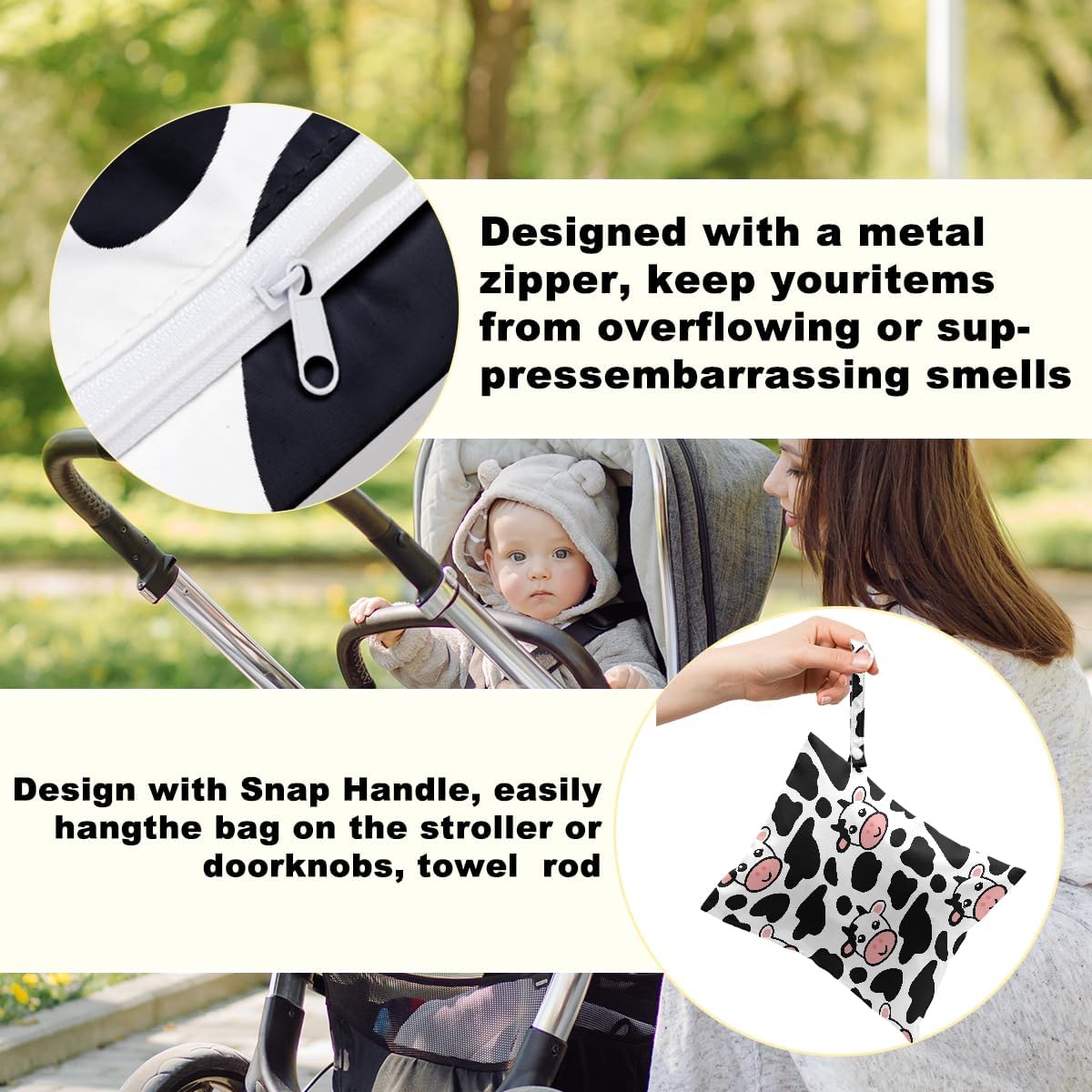 Cow Gifts for Women, 2Pcs Wet Bags, Wet Dry Bag Reusable for Swimsuit, Travel, Diapers, Pool, Beach, Dirty Yoga Gym Clothes, Toiletries, Makeup Bag, Waterproof Goose Cow Print Stuff Birthday Gifts