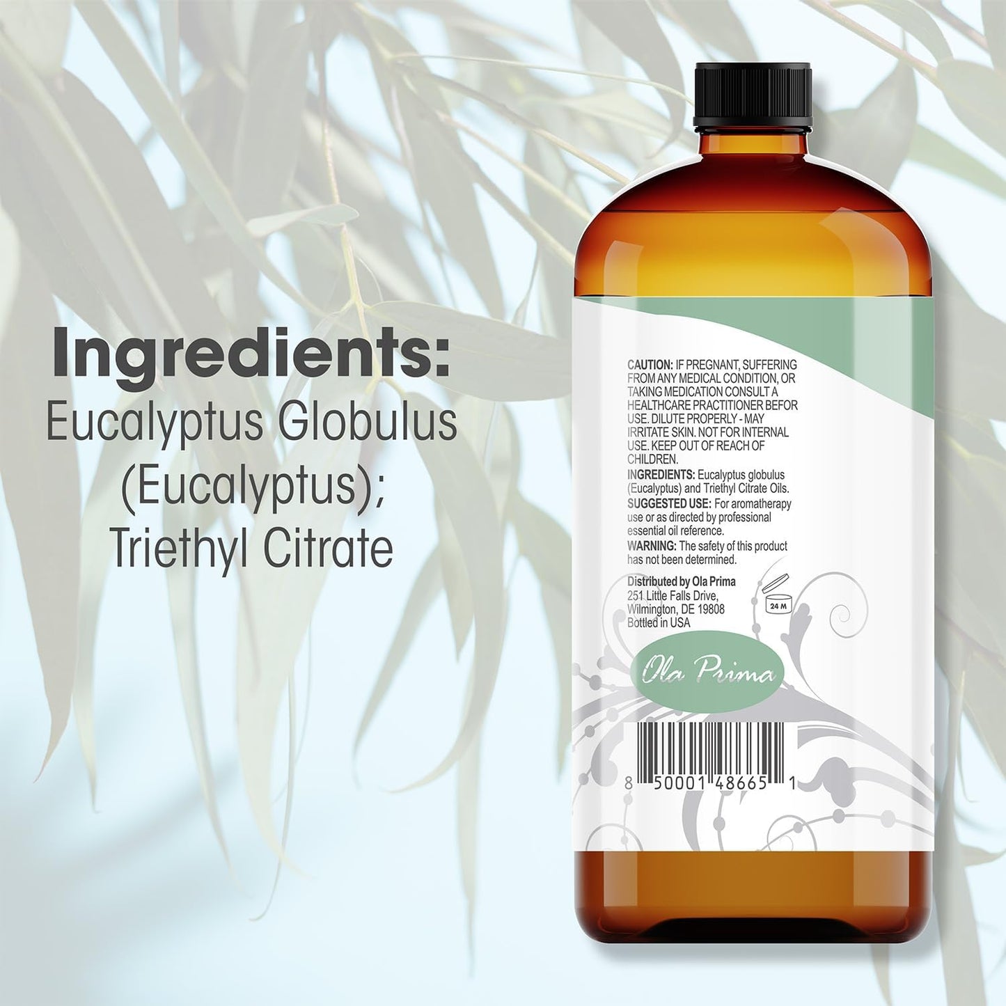 Ola Prima Eucalyptus Essential Oil 16oz Bulk – Therapeutic Grade for Aromatherapy, Diffuser, Stress Ease & Cleaning - Essential Oils
