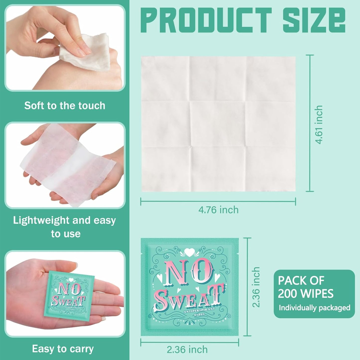 Travel Deodorant 200 pieces of Antiperspirant deodorant Wipes And Body Wipes Individually Wrap Hypoallergenic Mini Deodorant Underarm Sweating And Travel To Clean Skin For Female Male Teenagers