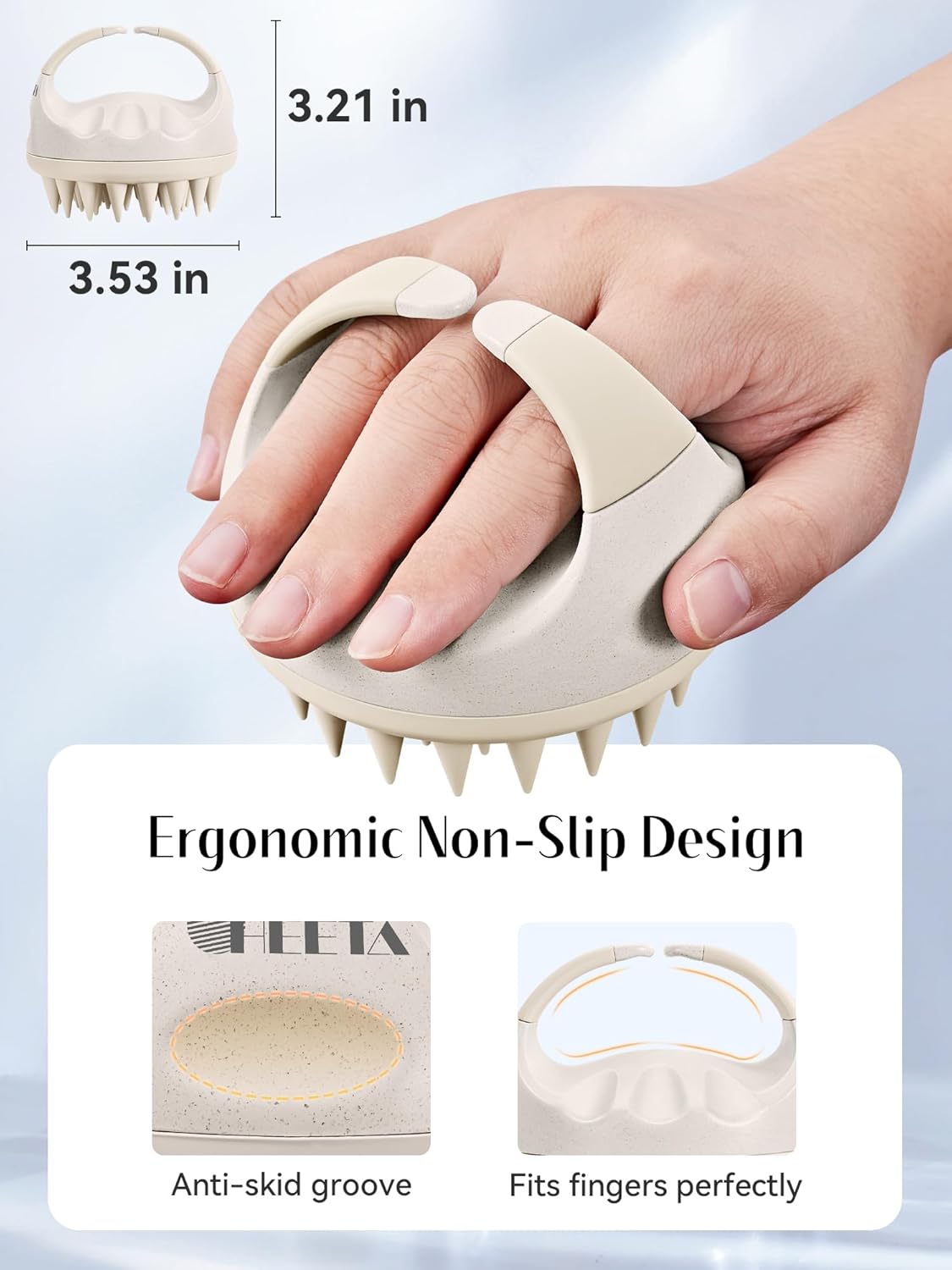 HEETA Scalp Massager Hair Growth with Soft Silicone Bristles to Remove Dandruff and Relieve Itching, Shampoo Brush for Hair Care & Relax Scalp, Scalp Scrubber for Wet Dry Hair (Green & Beige)