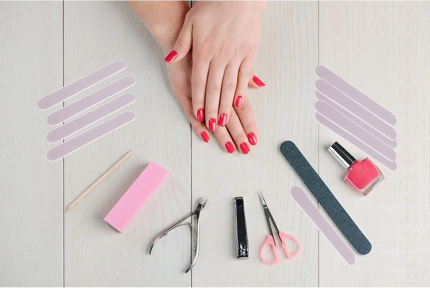 Mini Nail Files Bulk (100 Pcs), Double Sided Emery Board Nail File for Nature Nails, Manicure Tool Set Disposable Colorful Nail File for Home Salon Use Travel Size Men Women Kids Wood Board