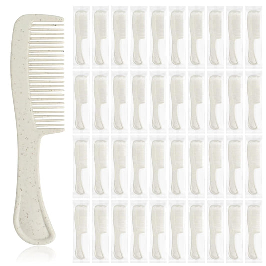 Combs in Bulk Individually Wrapped, 100 Pack Disposable Hair Combs for Hotel, Salon, Home Care and Travel (Wheat)
