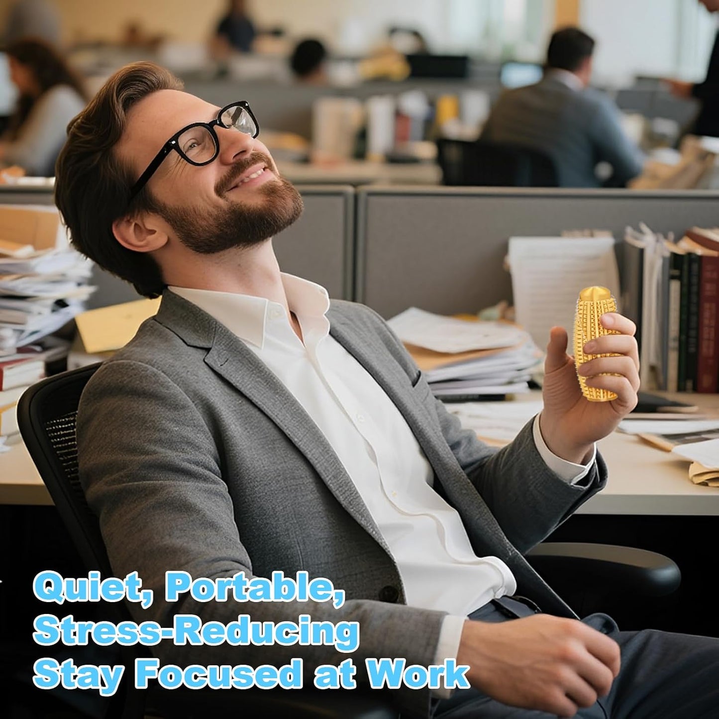 2 Pack Pain Stim Fidget Roller for Adults and Teens Spiky Sensory Hand Toy for Stress and Anxiety Relief, 3D Printed Discreet Keychain Fidget for Focus and Tactile Engagement(Gold+Gold)