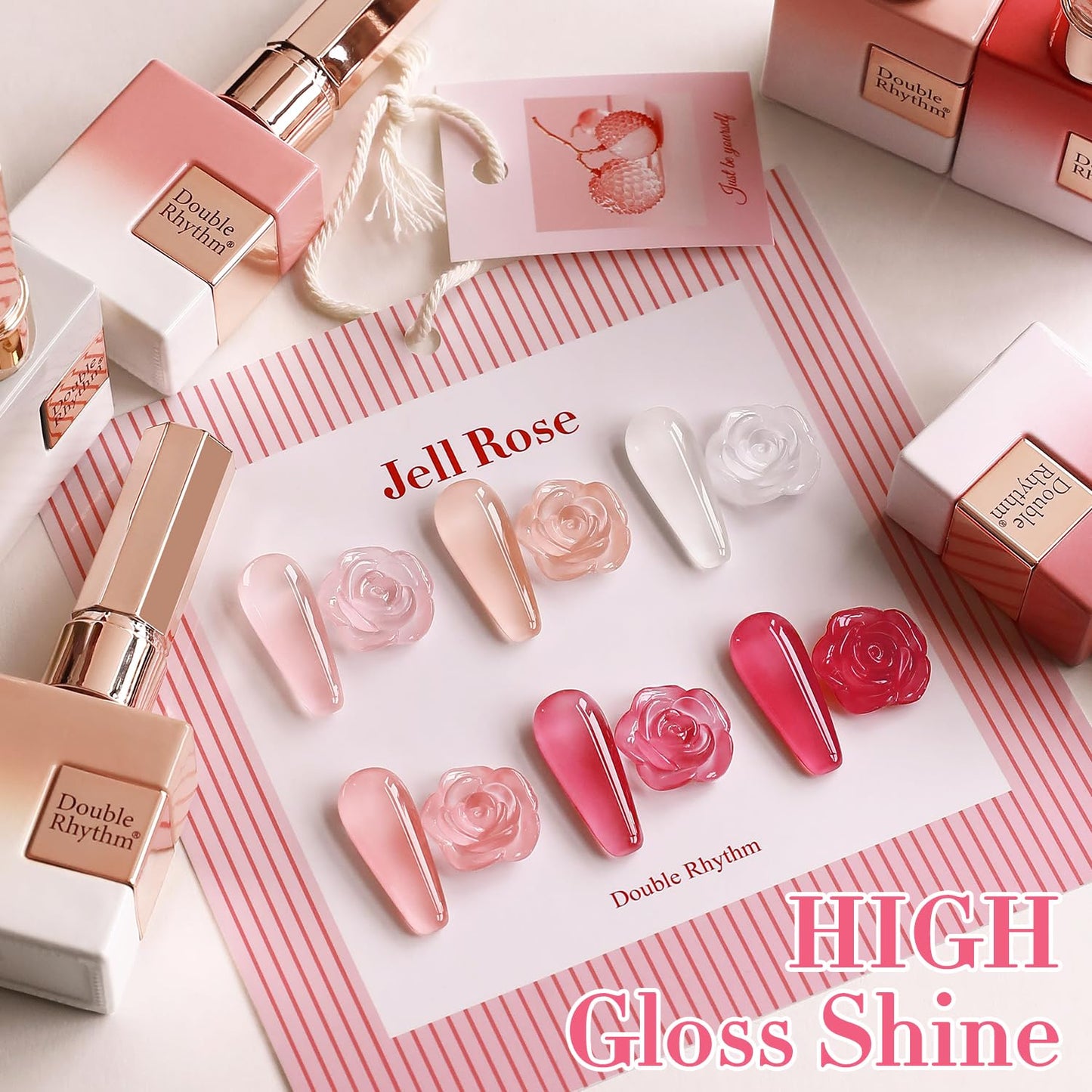 Double Rhythm 6 Pcs 15 ML Gel Polish Set Same Color Same Bottle Soak Off Gel Polish Kit Nail Art Manicure Salon DIY at Home for Women (Milky White Jelly Pink Nude Peach-T6-24)